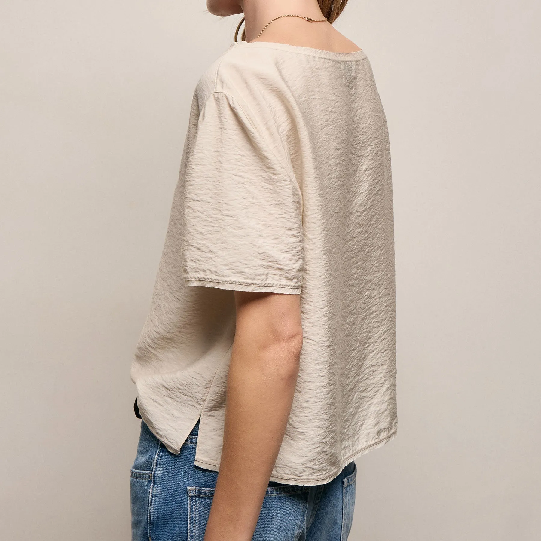 Modal Silk Blend Drop Shoulder Blouse - Parchment sold by James Perse product image thumbnail 4