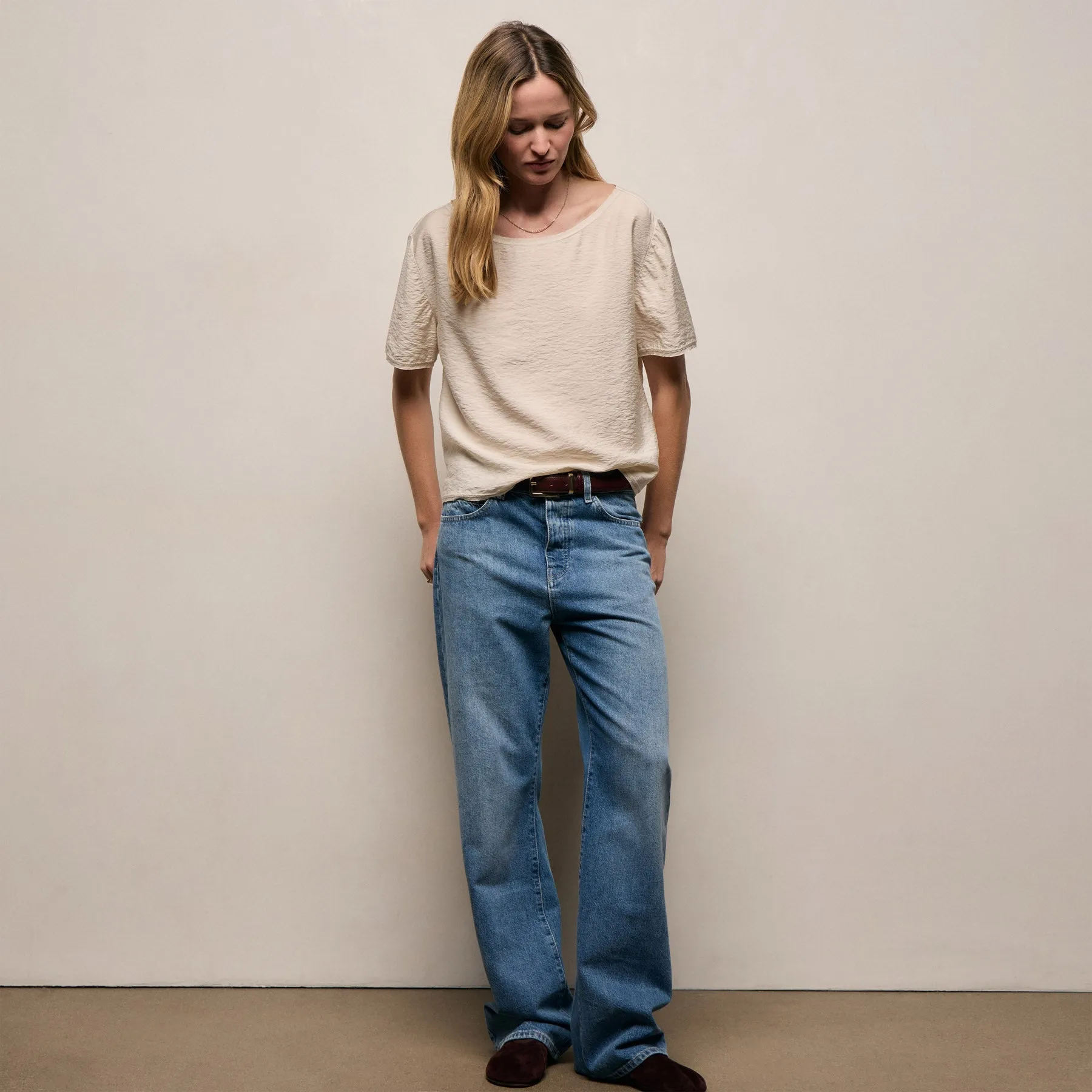 Modal Silk Blend Drop Shoulder Blouse - Parchment sold by James Perse product image thumbnail 2