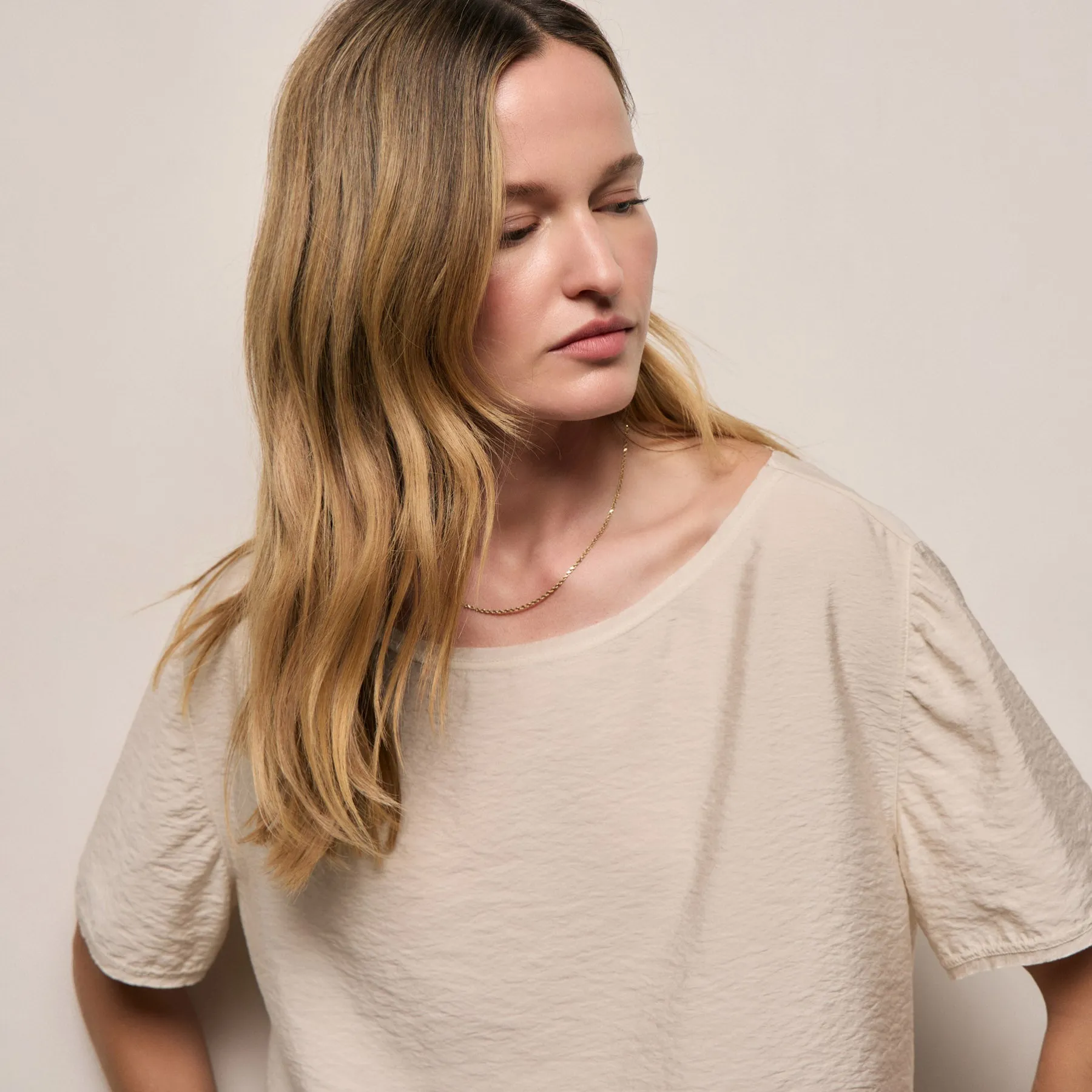 Modal Silk Blend Drop Shoulder Blouse - Parchment sold by James Perse product image thumbnail 3