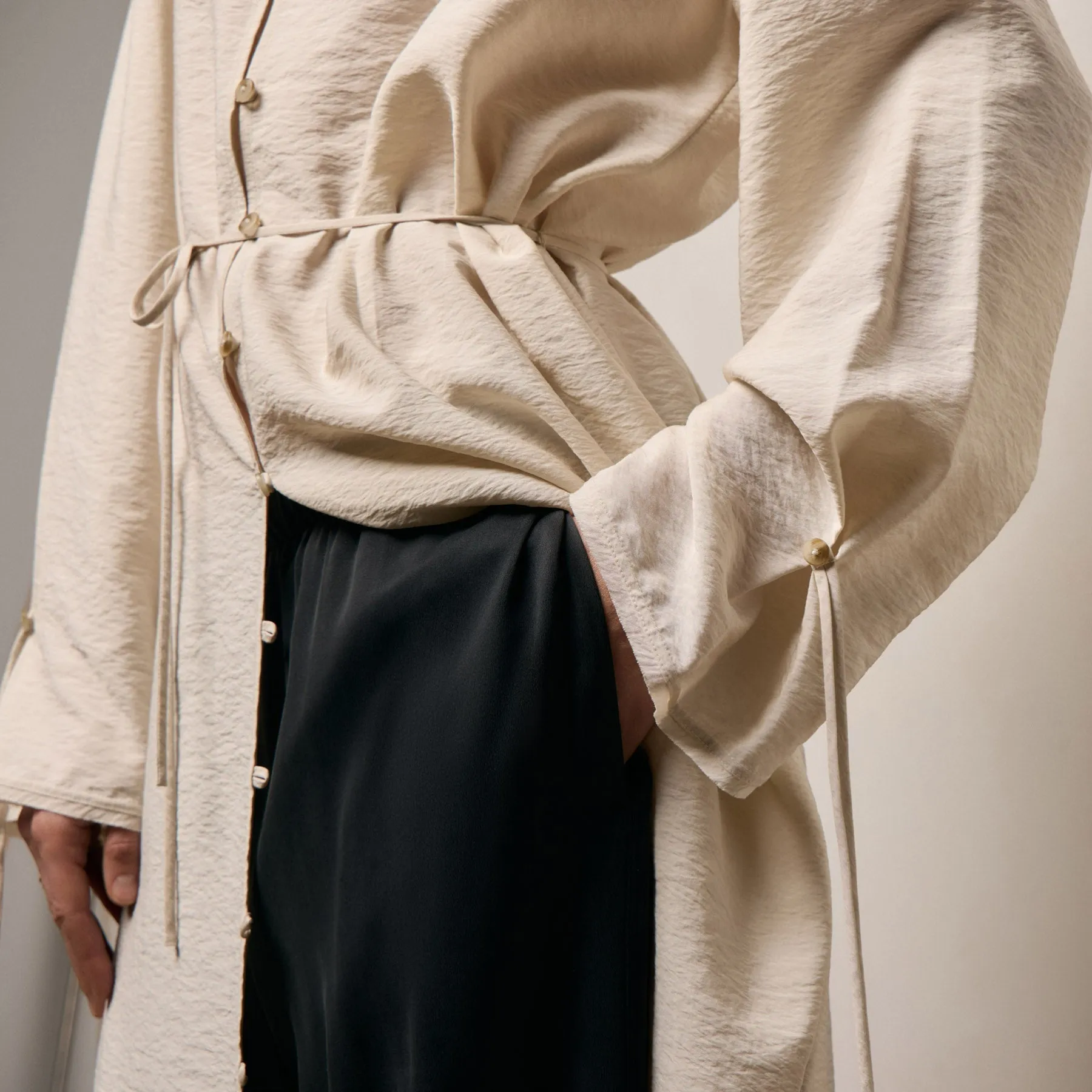 Modal Silk Blend Tie Up Dress - Parchment sold by James Perse product image thumbnail 4