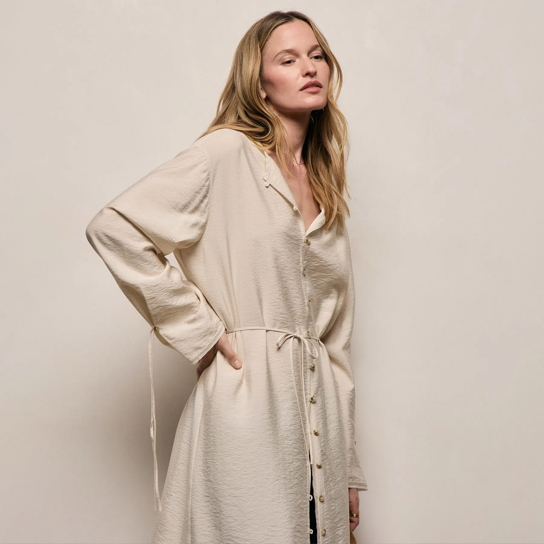 Modal Silk Blend Tie Up Dress - Parchment sold by James Perse product image thumbnail 5