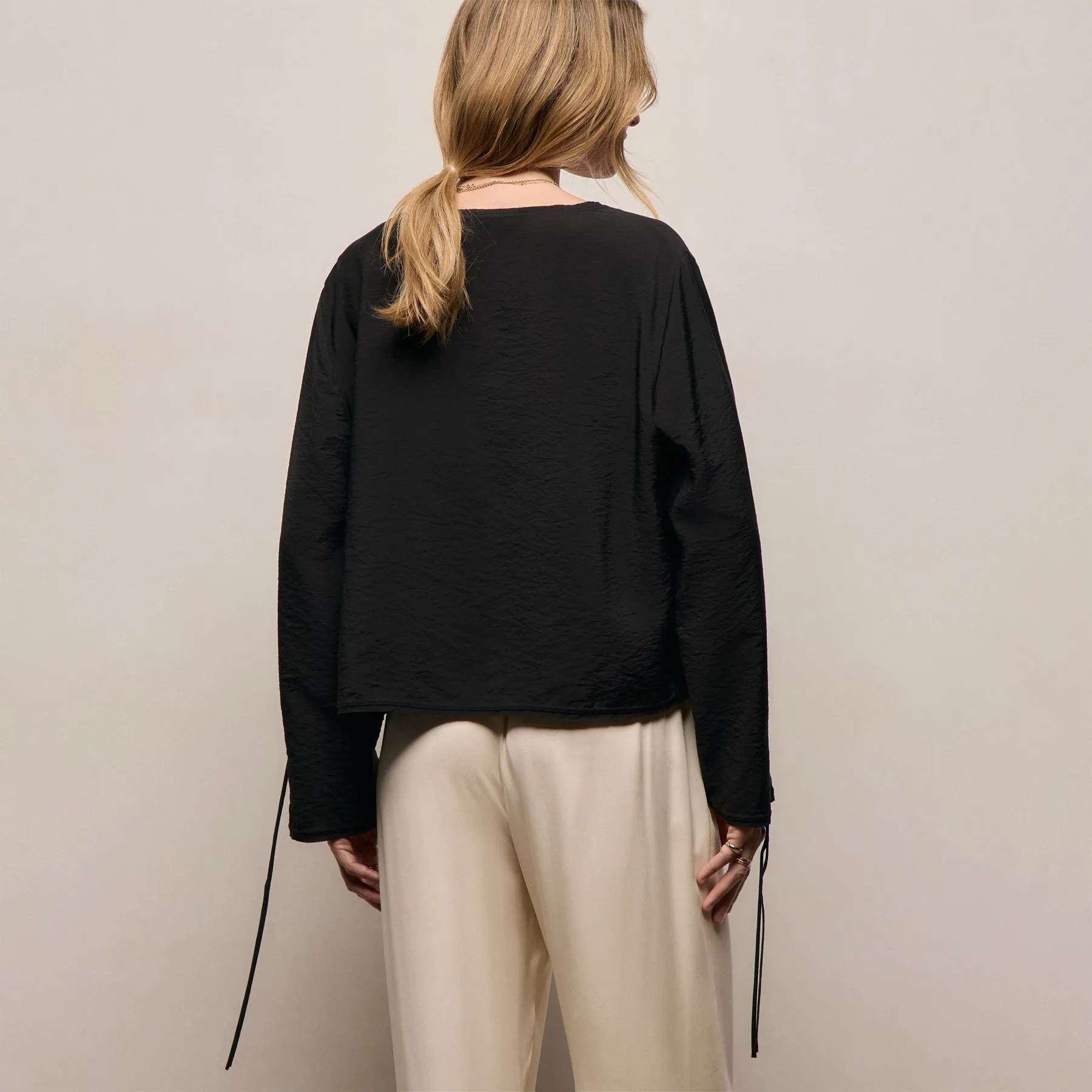 Modal Silk Blend Tie Up Blouse - Black sold by James Perse product image thumbnail 4