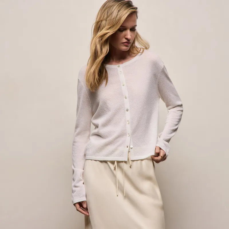 Fine Knit Cardigan - White made by James Perse
