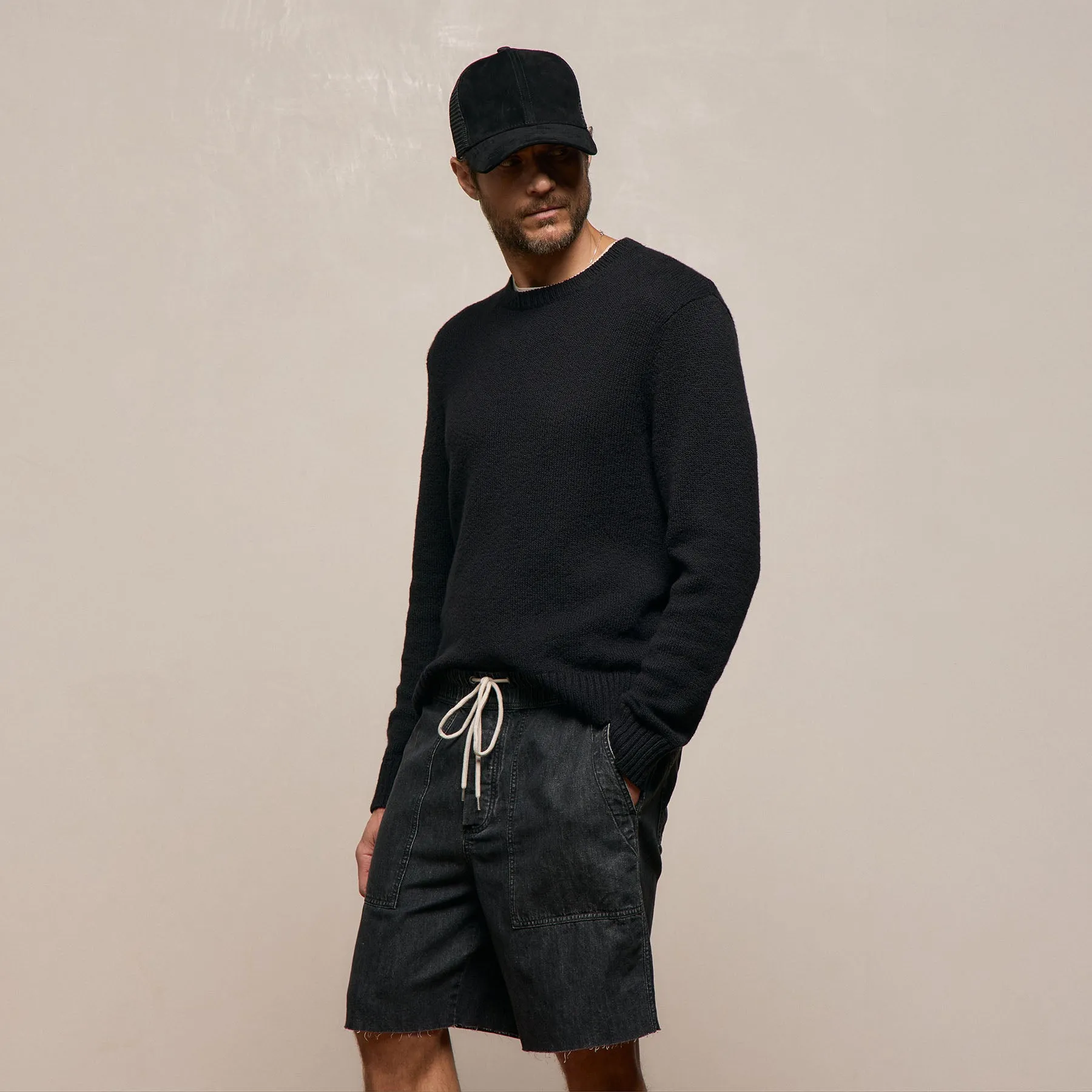 Stretch Cotton Crew Sweater - Black sold by James Perse product image thumbnail 3
