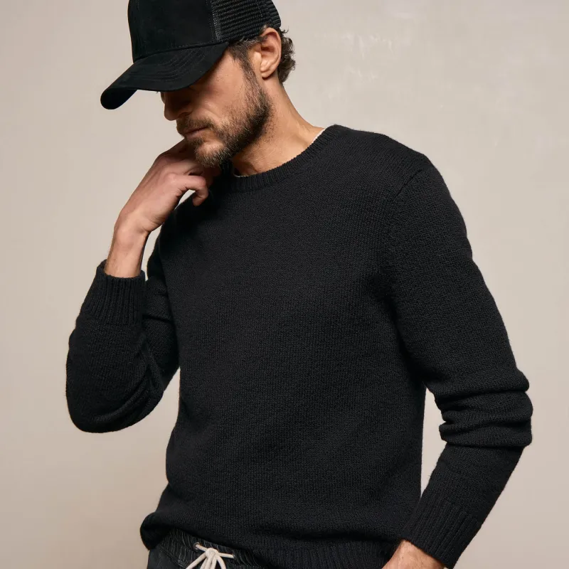 Stretch Cotton Crew Sweater - Black made by James Perse