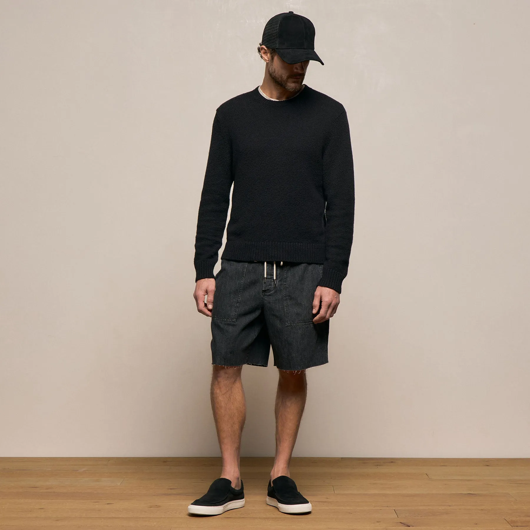 Stretch Cotton Crew Sweater - Black sold by James Perse product image thumbnail 5