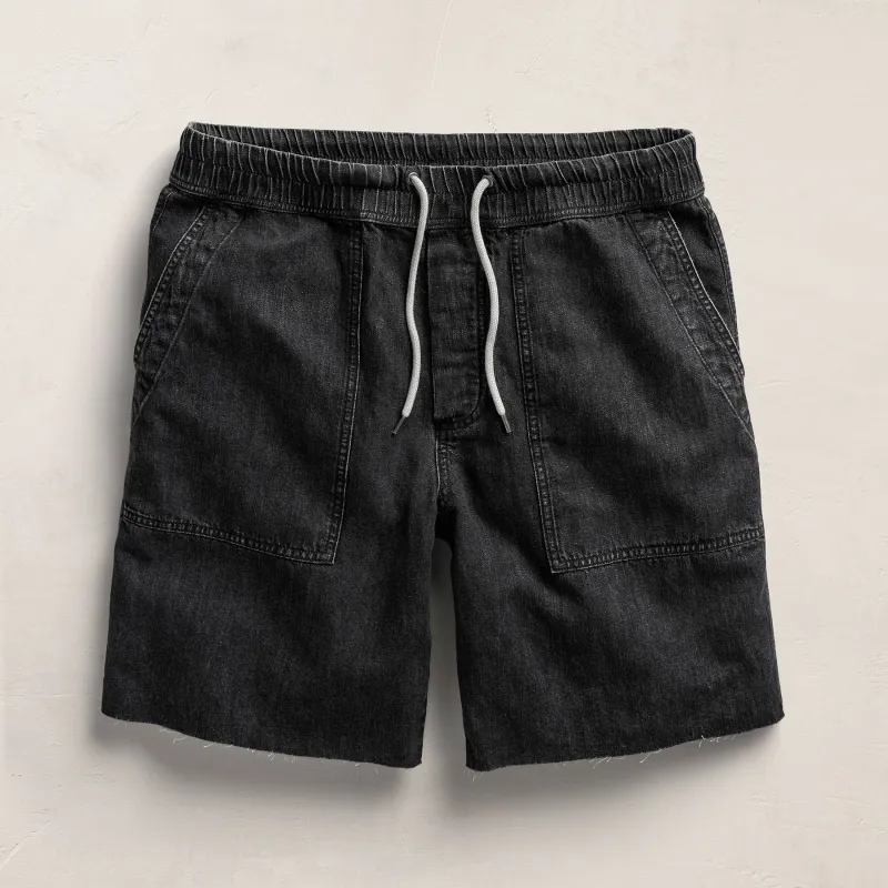 Linen Denim Drawstring Short - Black Wash made by James Perse