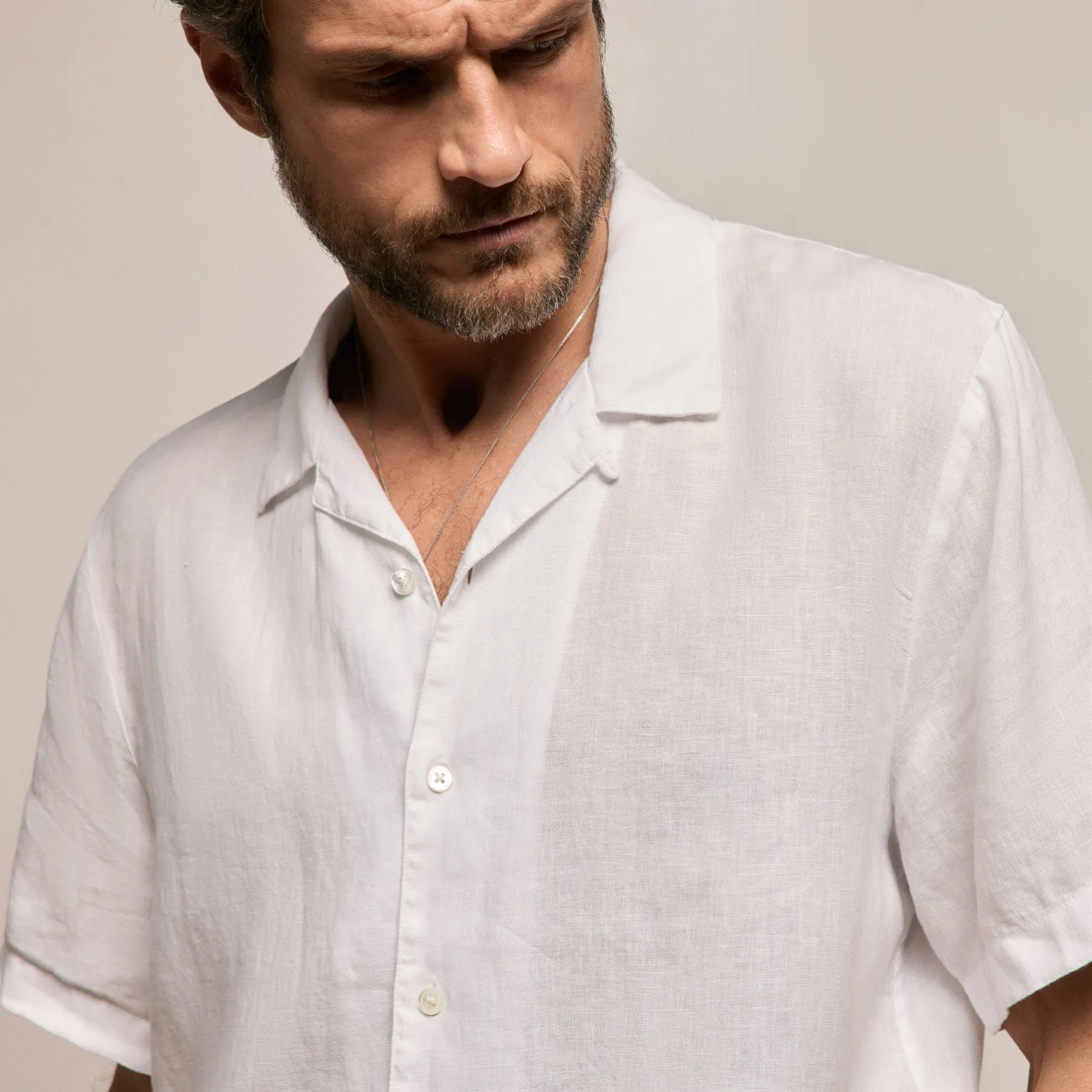 Lightweight Linen Short Sleeve Shirt - White sold by James Perse product image thumbnail 3