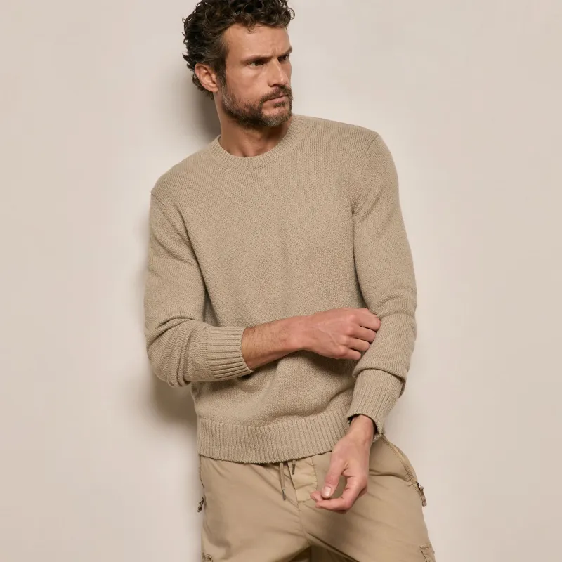 Stretch Cotton Crew Sweater - Taupe made by James Perse