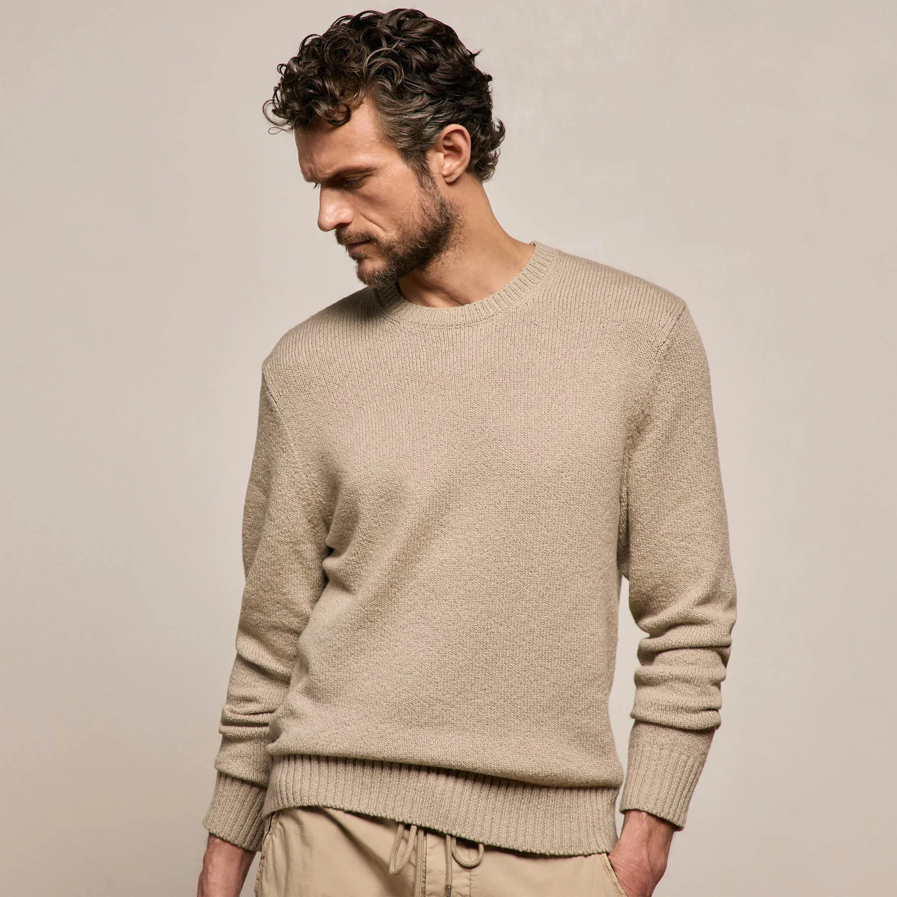 Stretch Cotton Crew Sweater - Taupe sold by James Perse product image thumbnail 5