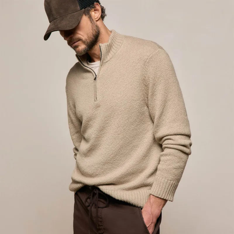 Stretch Cotton Knit Pullover - Taupe made by James Perse