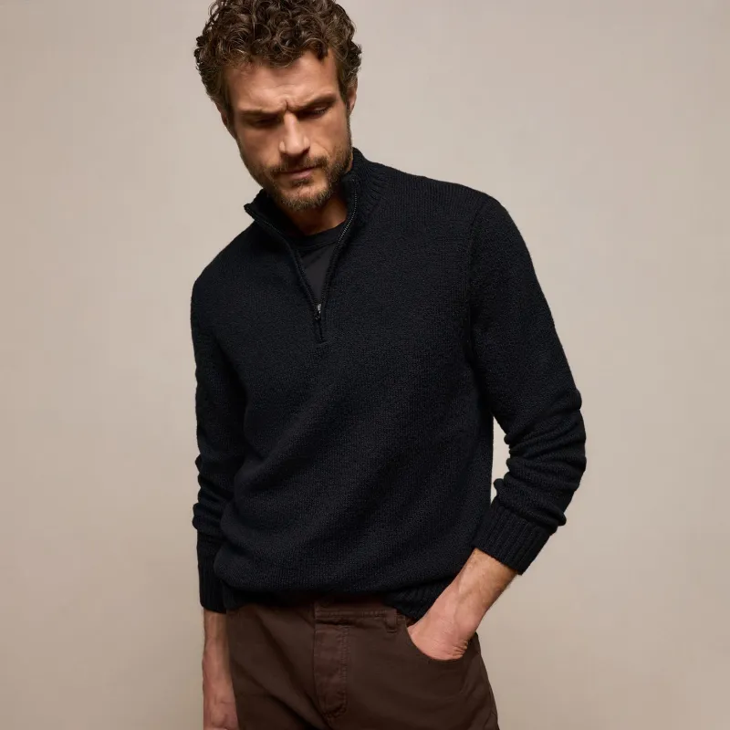 Stretch Cotton Knit Pullover - Black made by James Perse