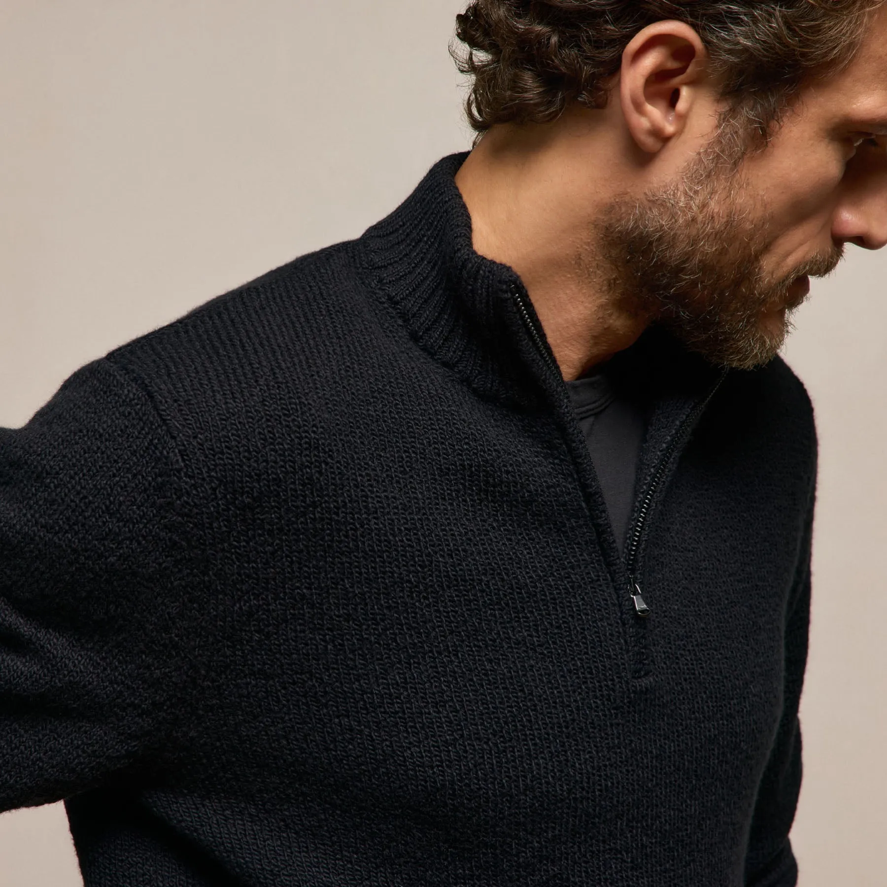 Stretch Cotton Knit Pullover - Black sold by James Perse product image thumbnail 3