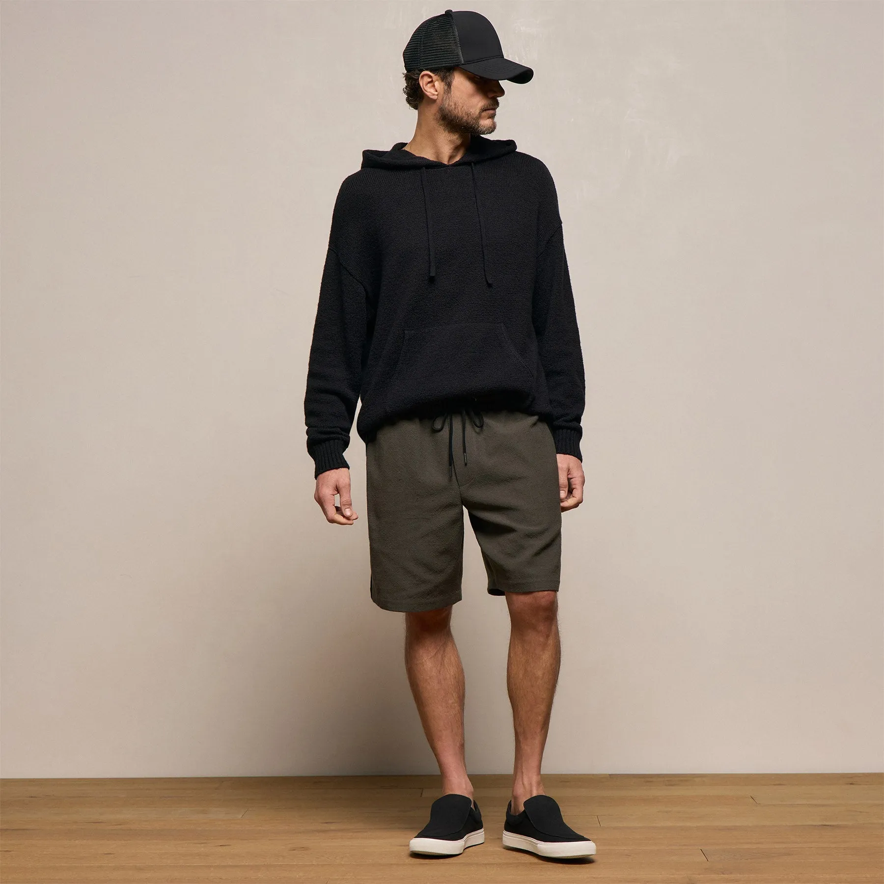 Stretch Cotton Hoodie - Black sold by James Perse product image thumbnail 3