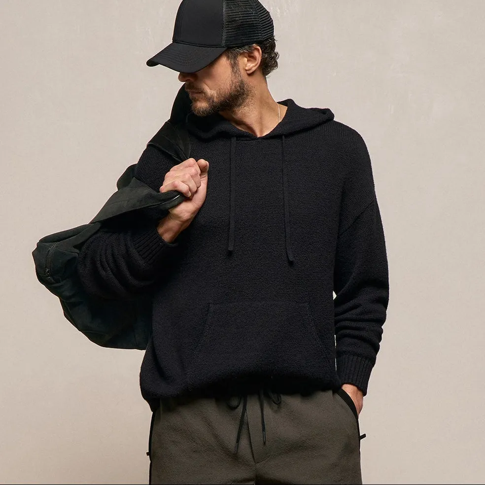 Stretch Cotton Hoodie - Black sold by James Perse