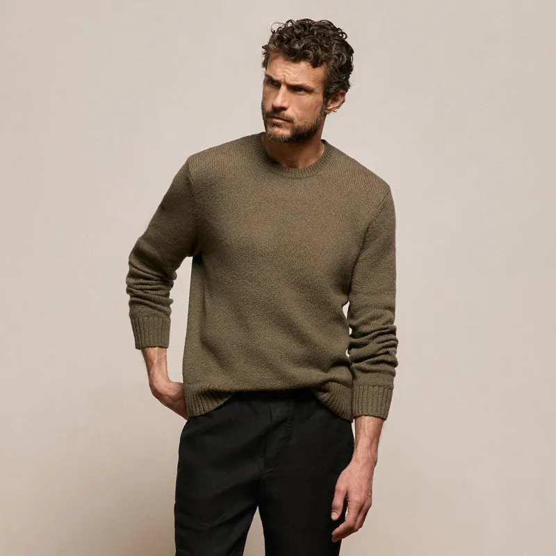 Stretch Cotton Crew Sweater - Light Olive made by James Perse