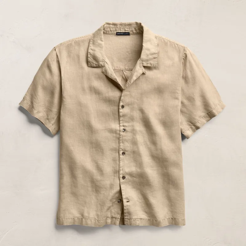 Lightweight Linen Short Sleeve Shirt - Light Khaki Pigment made by James Perse
