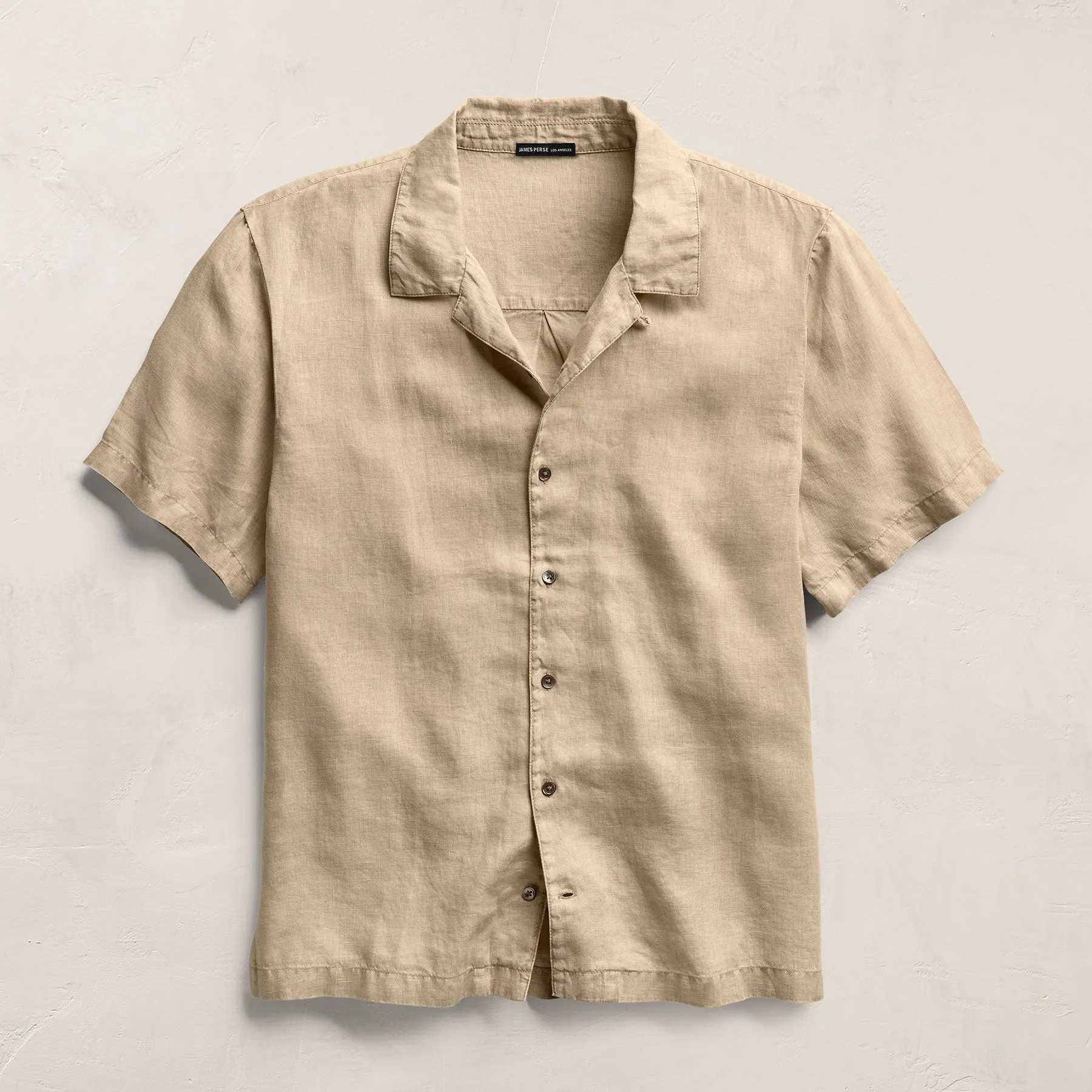 Lightweight Linen Short Sleeve Shirt - Light Khaki Pigment sold by James Perse