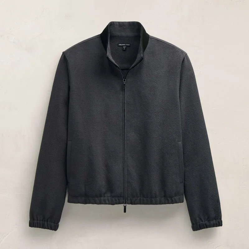 Suede Trimmed Track Jacket - Charcoal/Black made by James Perse