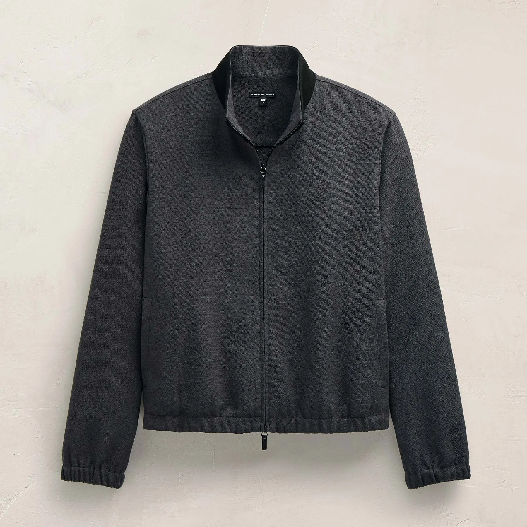 Suede Trimmed Track Jacket - Charcoal/Black sold by James Perse