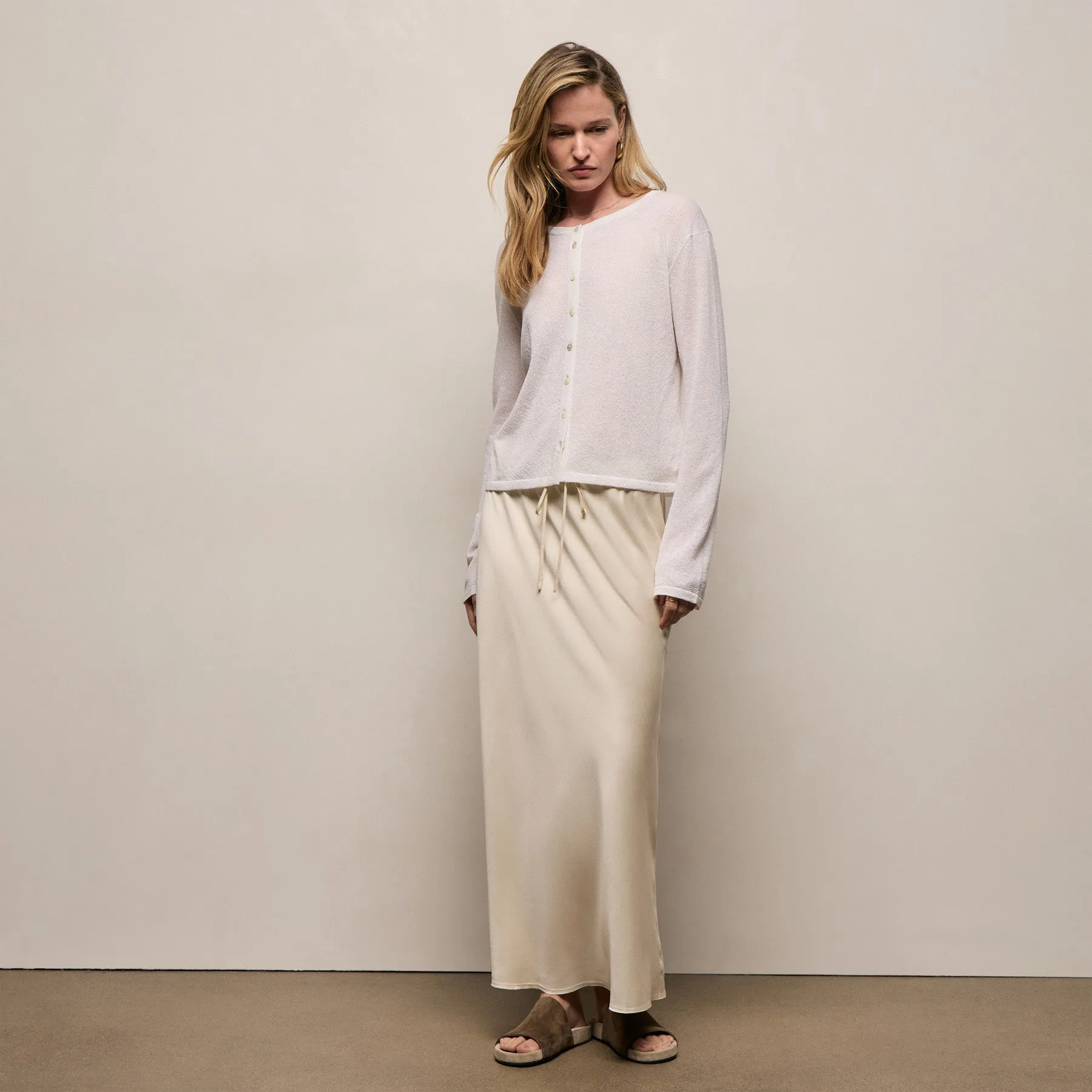 Silk Charmeuse Drawstring Skirt - Ivory sold by James Perse product image thumbnail 5