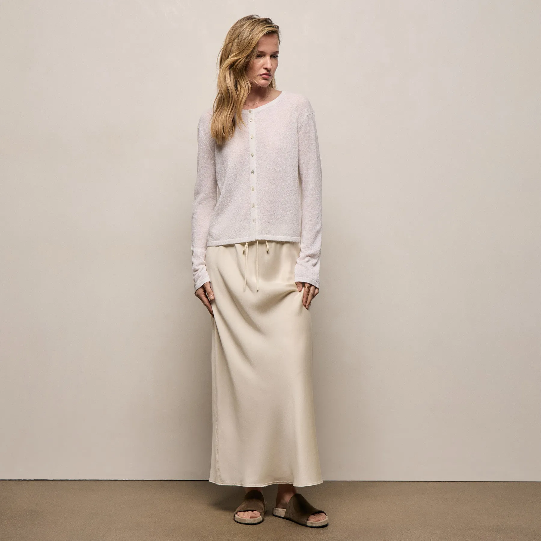 Silk Charmeuse Drawstring Skirt - Ivory sold by James Perse product image thumbnail 3