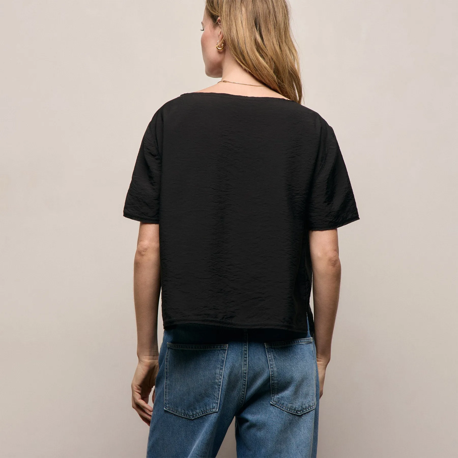 Modal Silk Blend Drop Shoulder Blouse - Black sold by James Perse product image thumbnail 5
