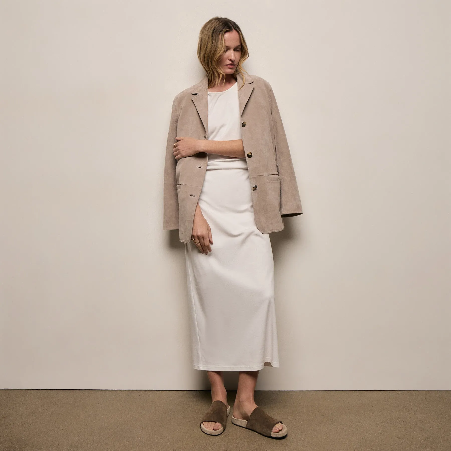 Relaxed Suede Blazer - Grout sold by James Perse product image thumbnail 3