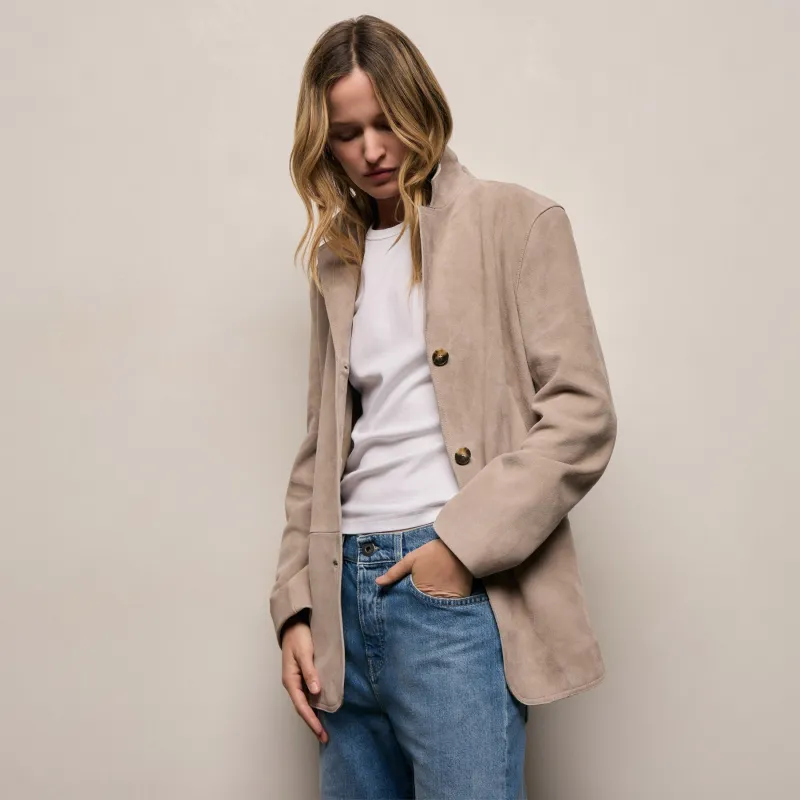Relaxed Suede Blazer - Grout made by James Perse