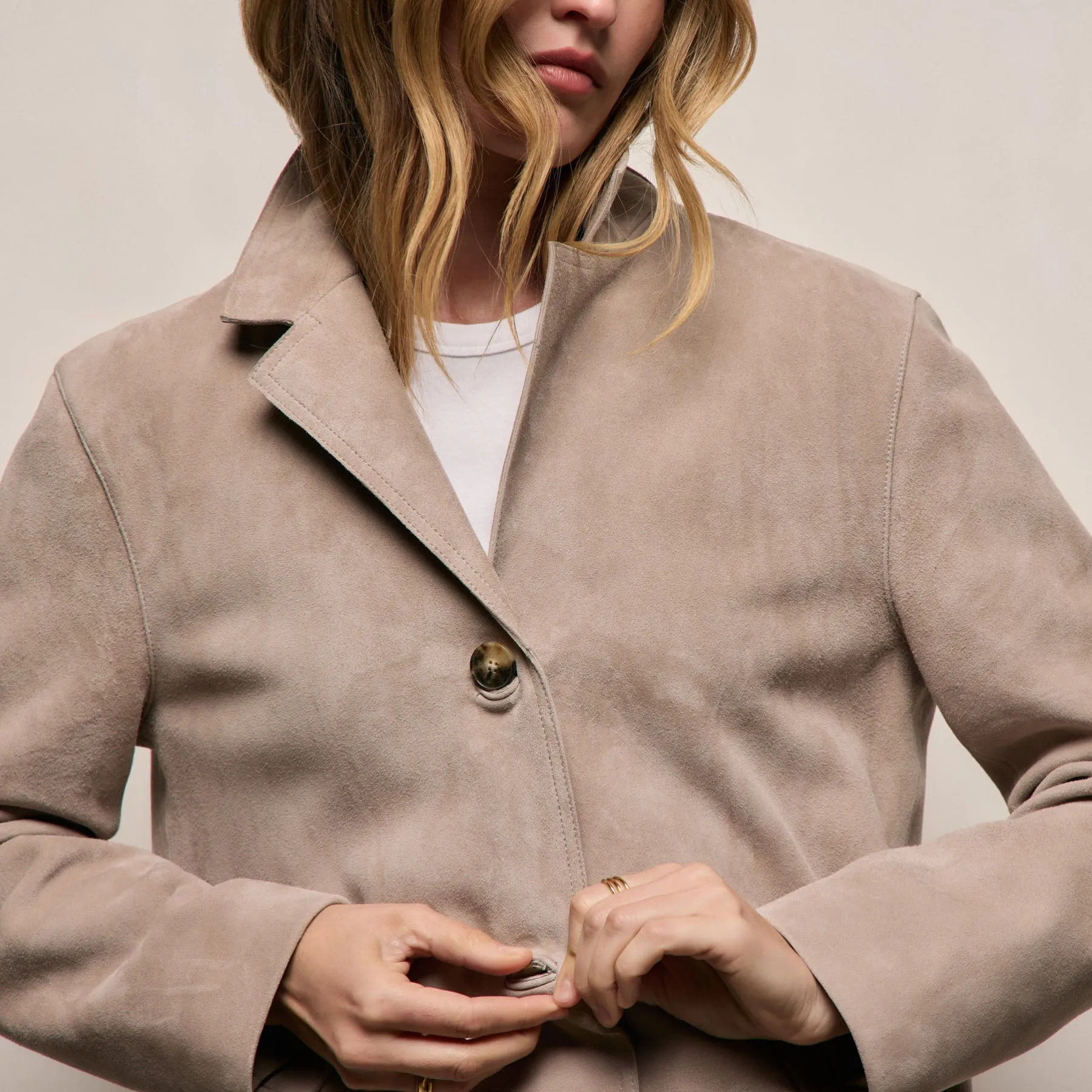 Relaxed Suede Blazer - Grout sold by James Perse product image thumbnail 5