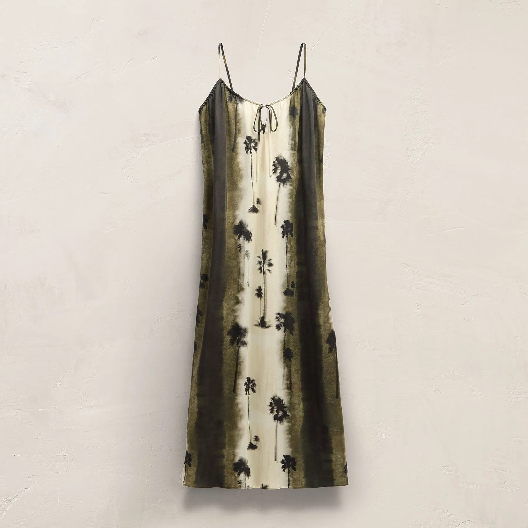 Printed Washed Silk Strappy Cami Dress - Ombre Palm Print sold by James Perse