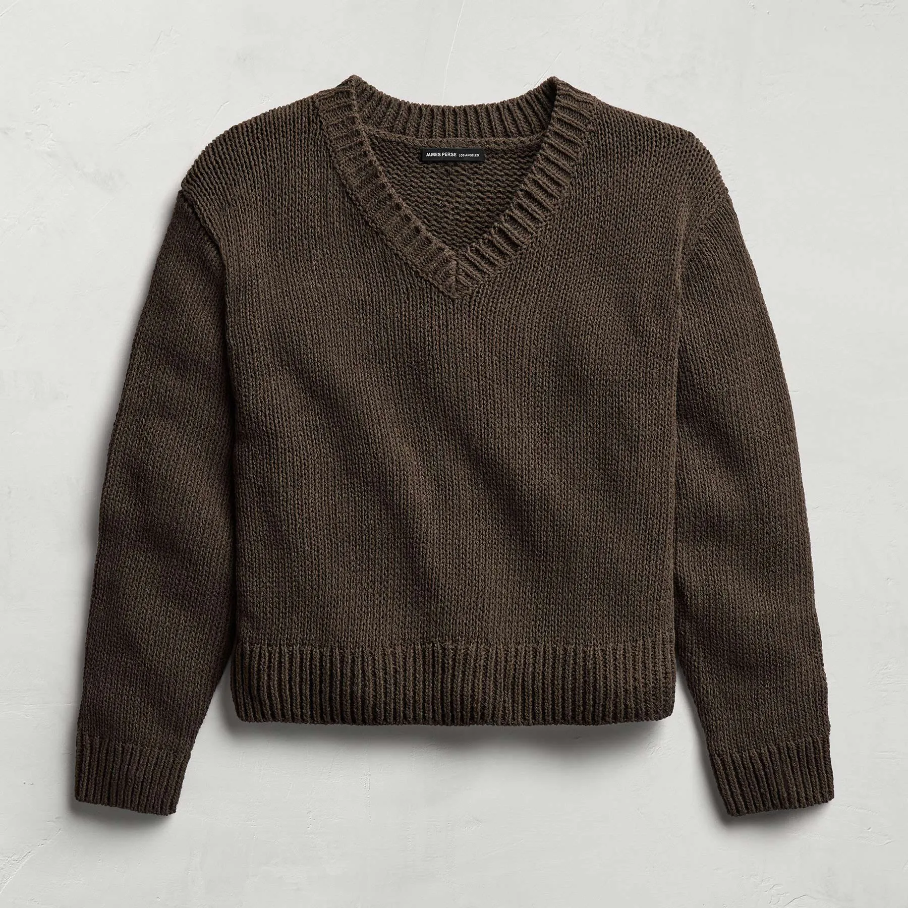 Cotton Linen V Neck Boxy Sweater - Storm sold by James Perse