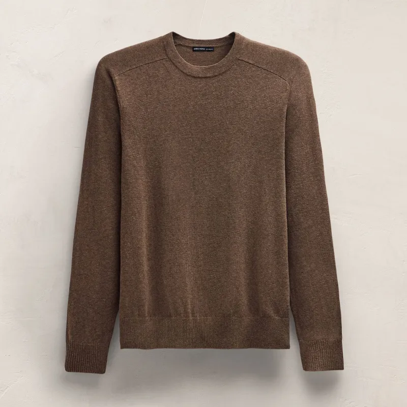 Organic Cotton Cashmere Raglan Crew - Brownstone made by James Perse