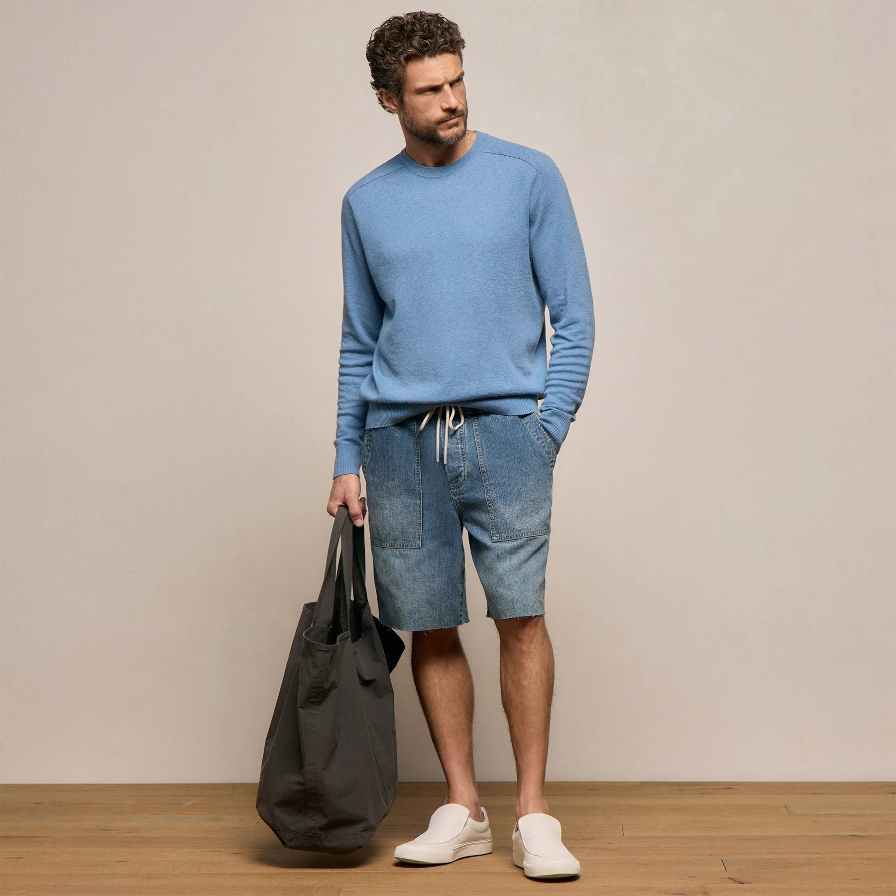 Organic Cotton Cashmere Raglan Crew - Denim sold by James Perse product image thumbnail 3
