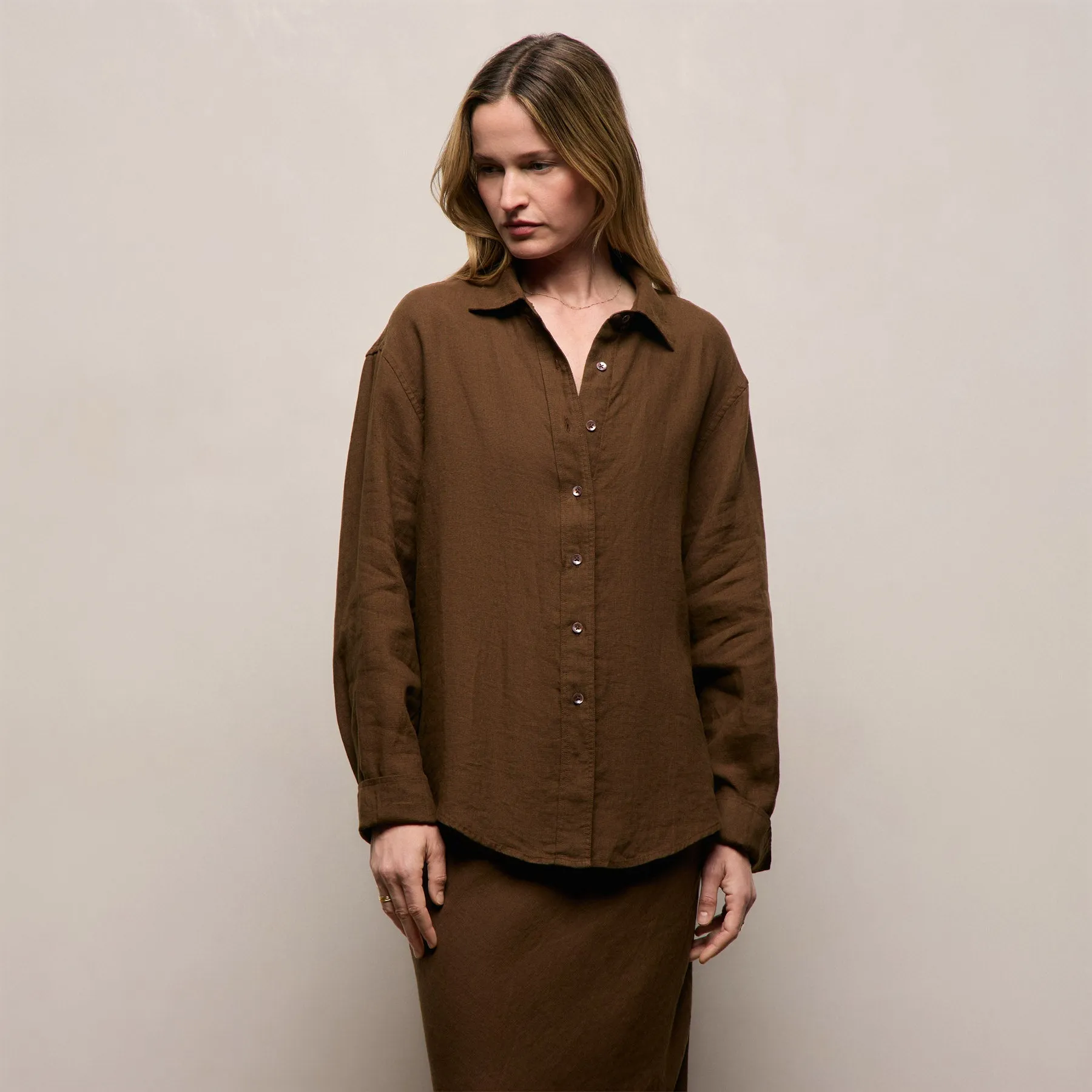 Linen Oversized Shirt - Cocoa sold by James Perse product image thumbnail 2