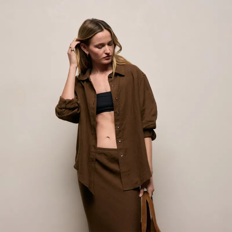 Linen Oversized Shirt - Cocoa made by James Perse