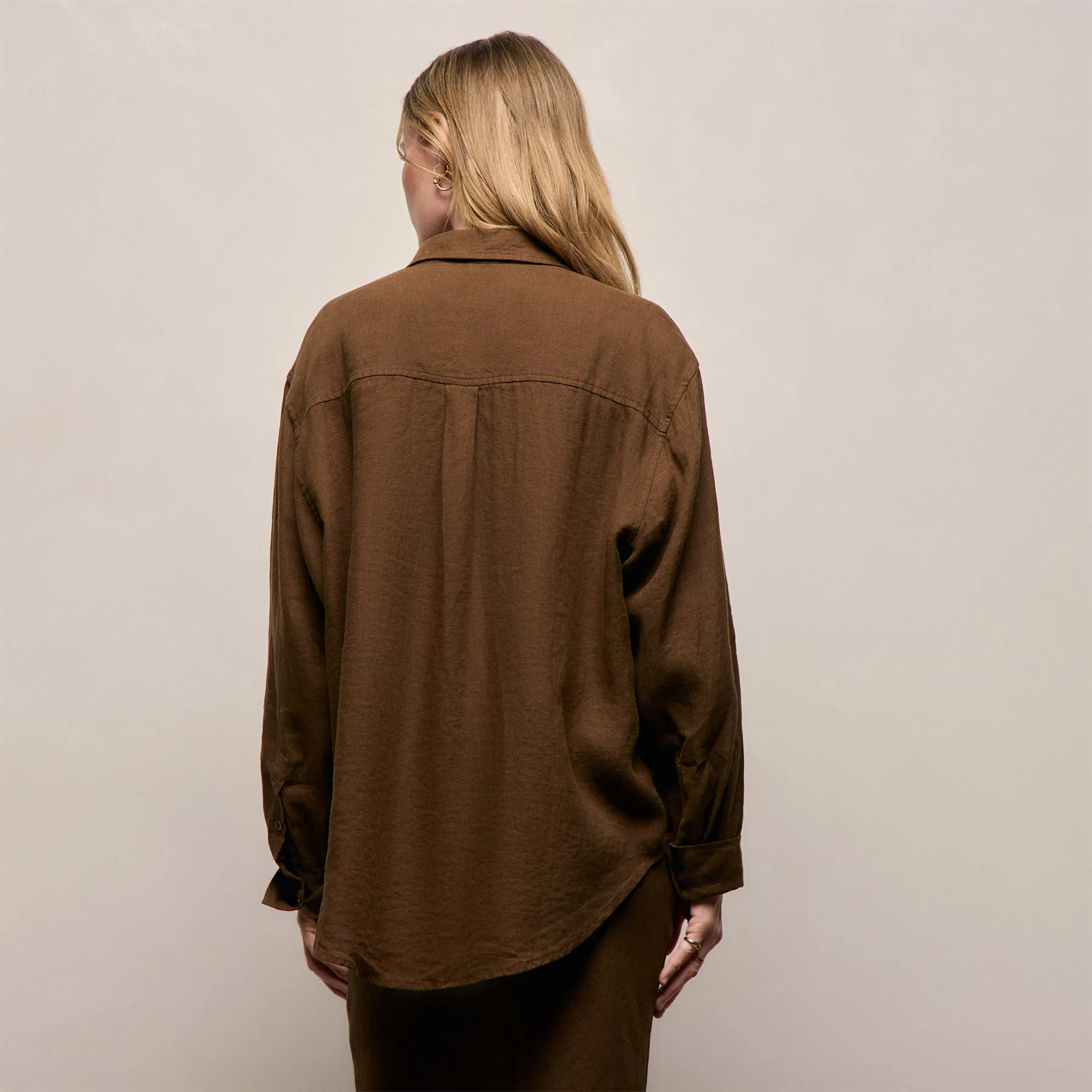 Linen Oversized Shirt - Cocoa sold by James Perse product image thumbnail 3