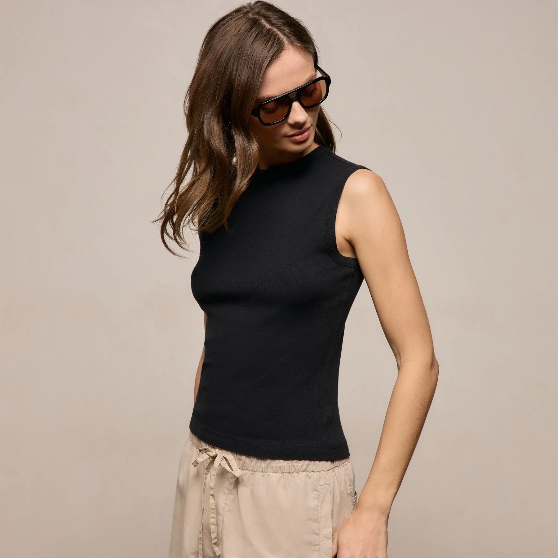 Cotton Cashmere Rib Tank - Black sold by James Perse product image thumbnail 2