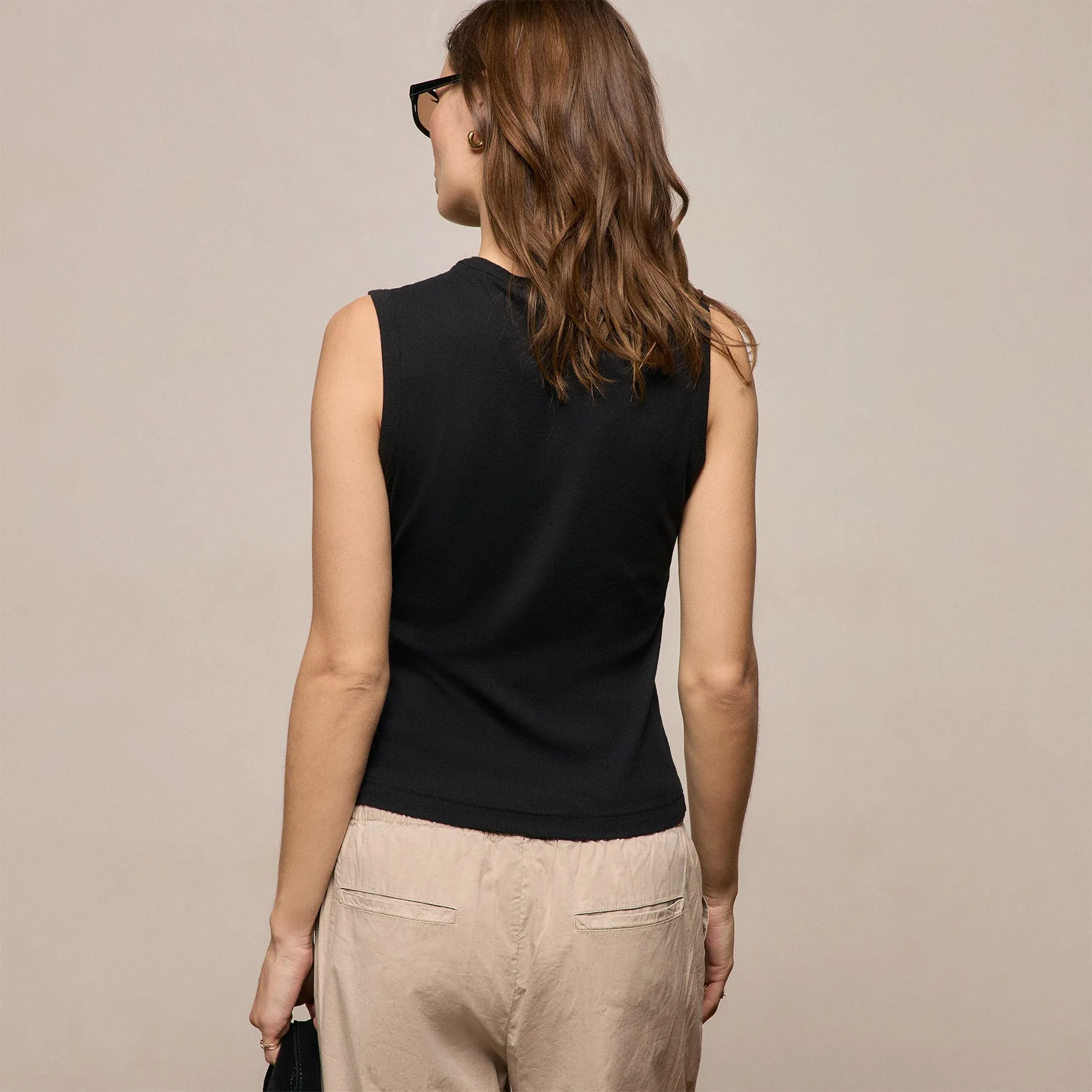 Cotton Cashmere Rib Tank - Black sold by James Perse product image thumbnail 5