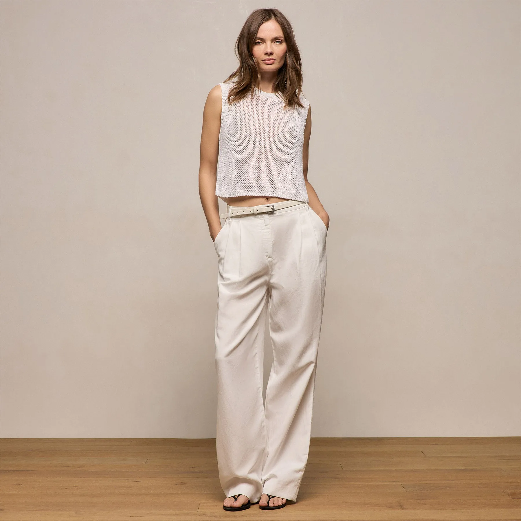Twill Pleated Trouser - Off White sold by James Perse product image thumbnail 5