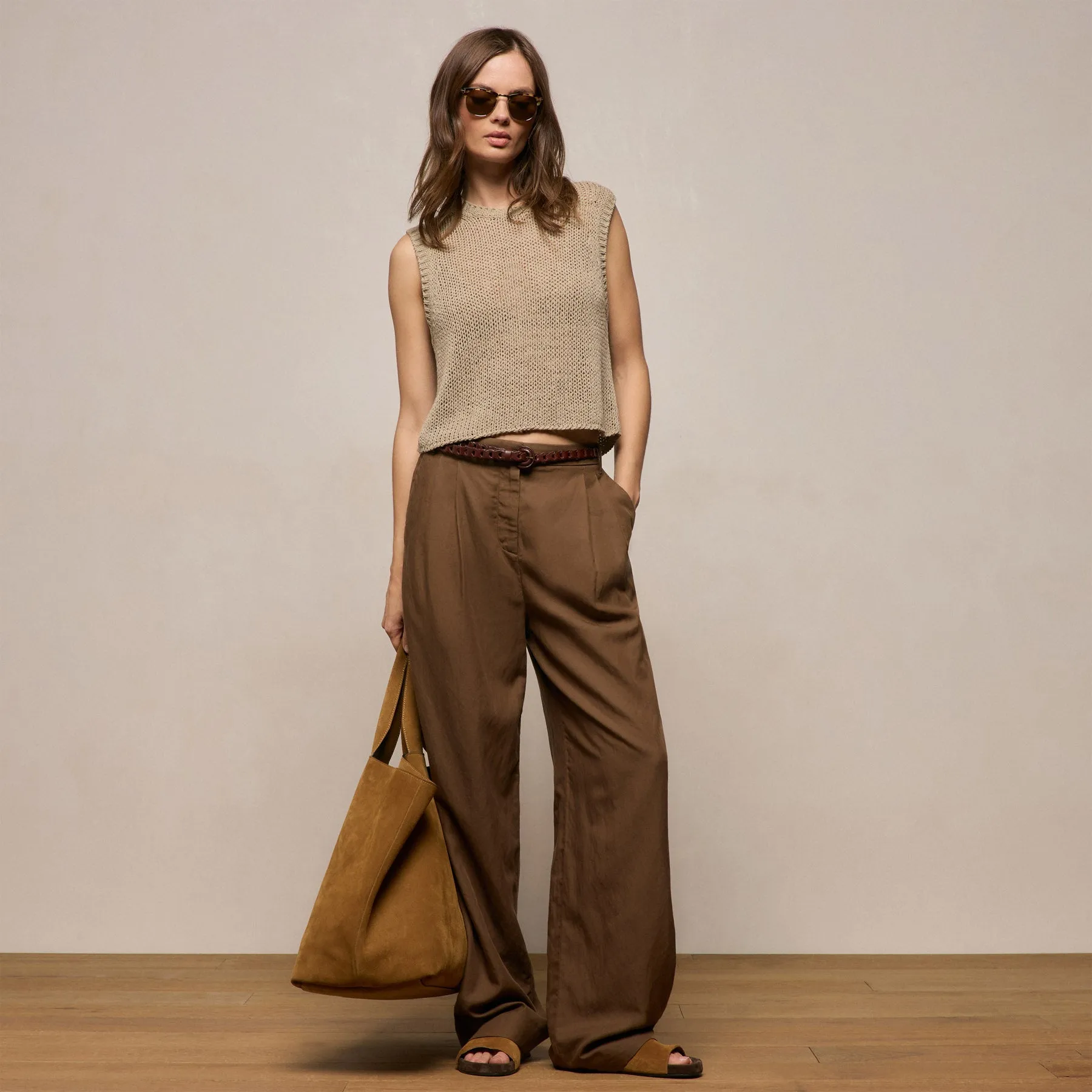 Twill Pleated Trouser - Truffle sold by James Perse product image thumbnail 5