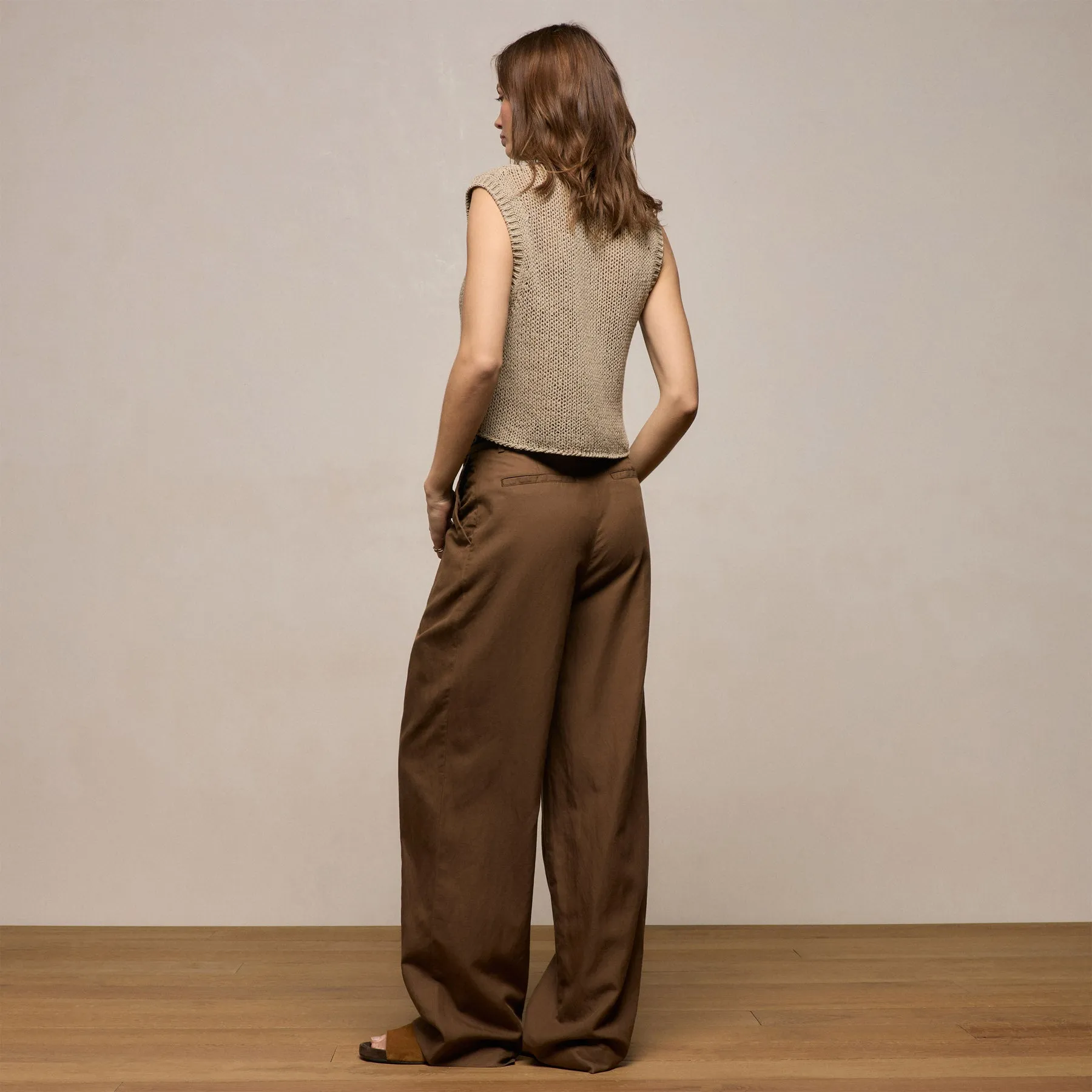Twill Pleated Trouser - Truffle sold by James Perse product image thumbnail 4