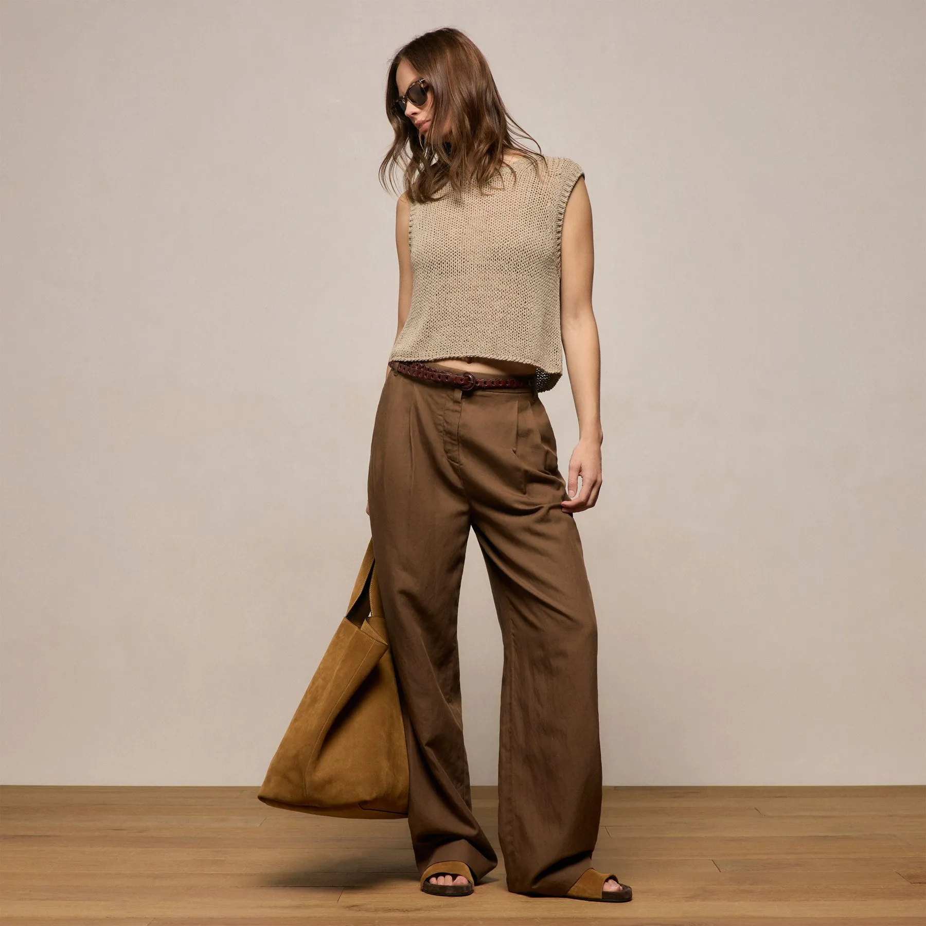 Twill Pleated Trouser - Truffle sold by James Perse product image thumbnail 2