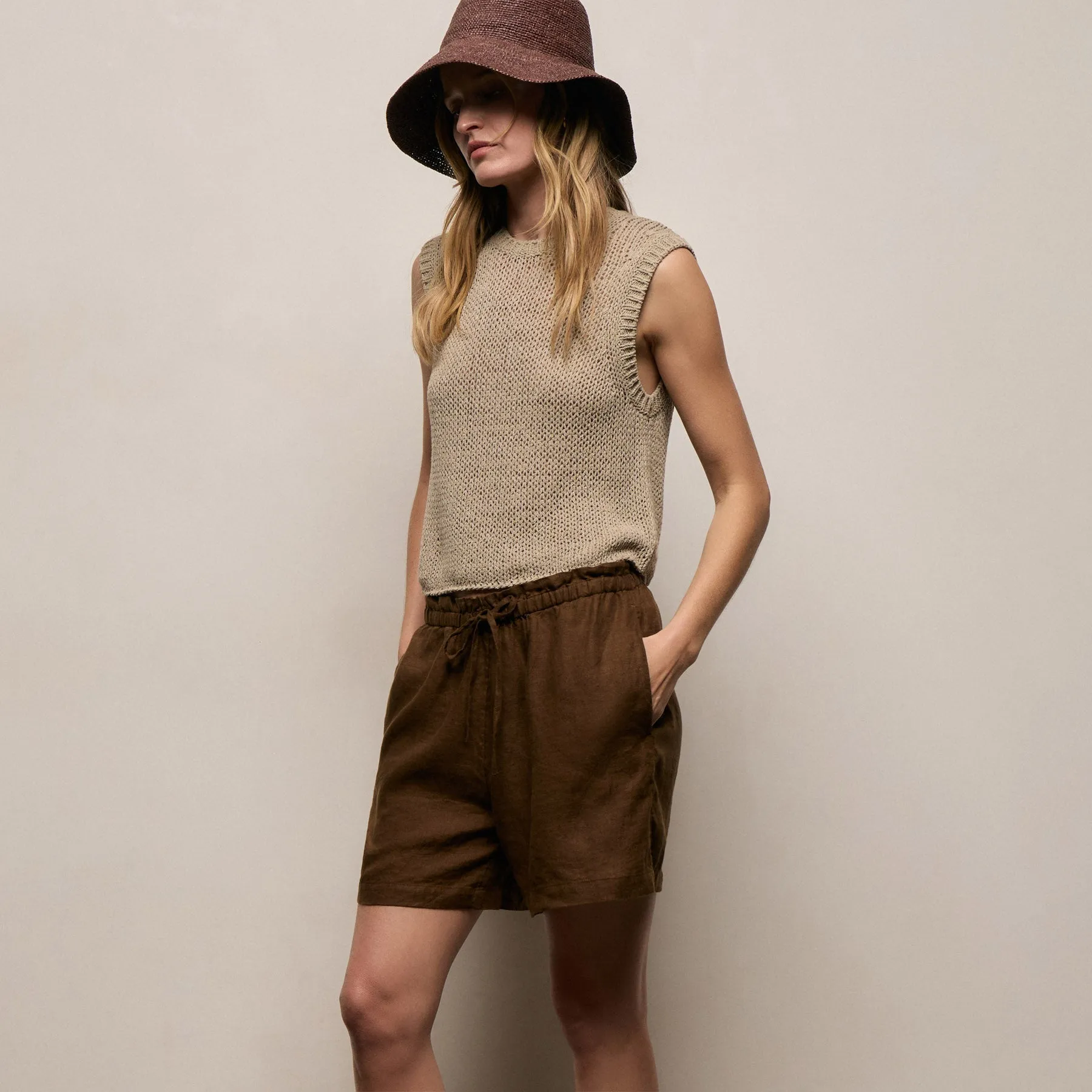 Linen Short - Cocoa sold by James Perse product image thumbnail 3
