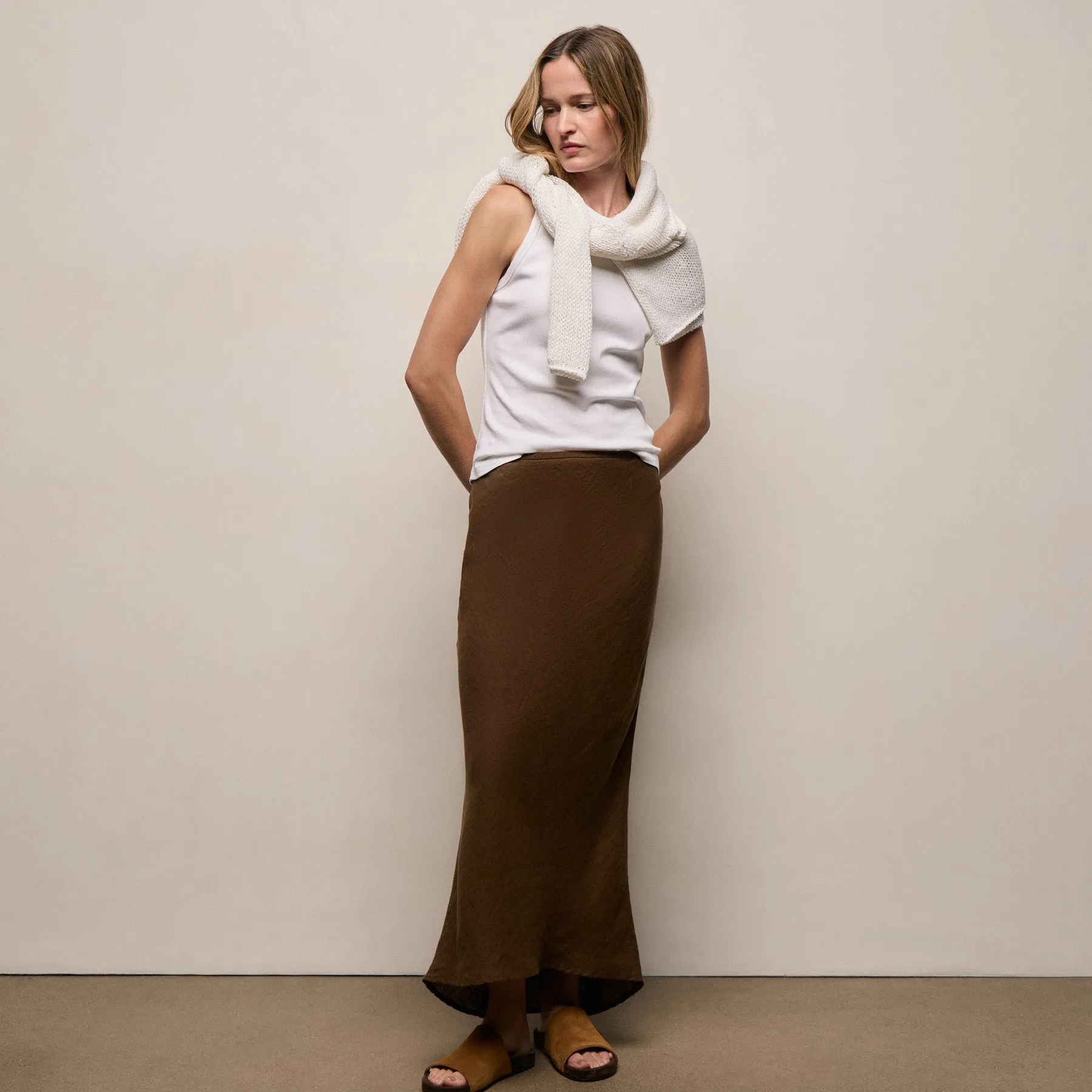 Linen Skirt - Cocoa sold by James Perse product image thumbnail 2