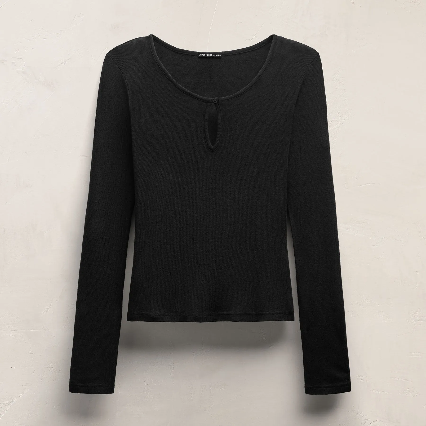 Cotton Cashmere Rib Keyhole Top - Black sold by James Perse product image thumbnail 2