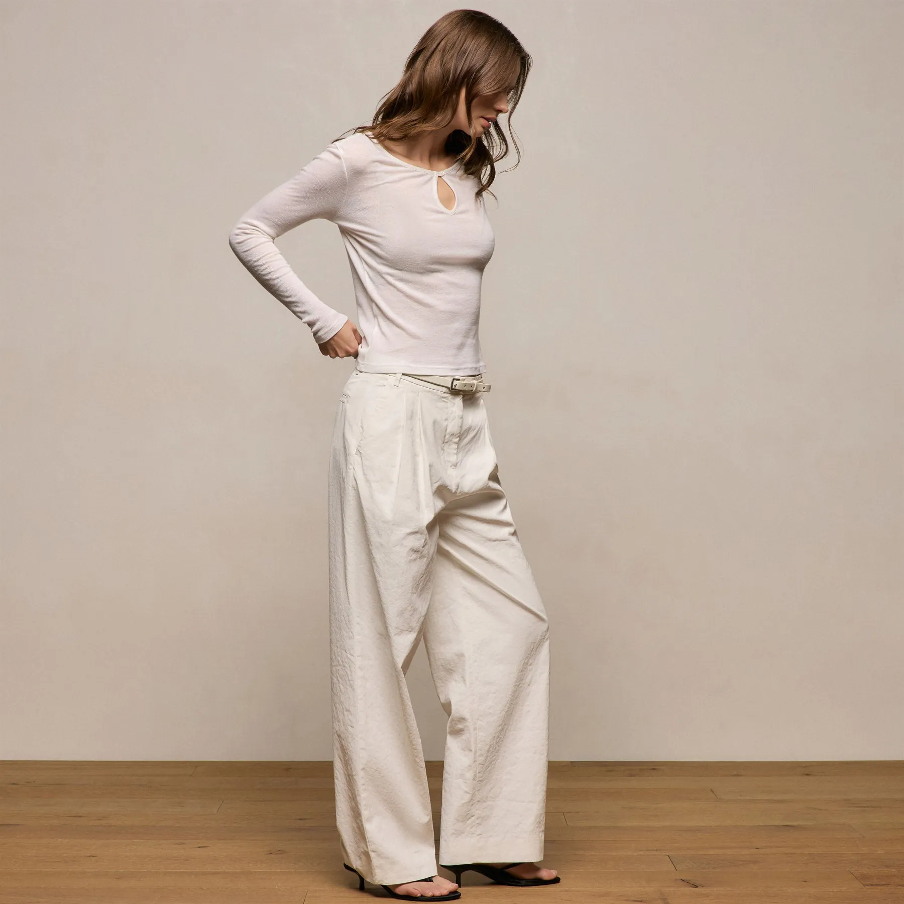 Cotton Cashmere Rib Keyhole Top - Off White sold by James Perse product image thumbnail 3
