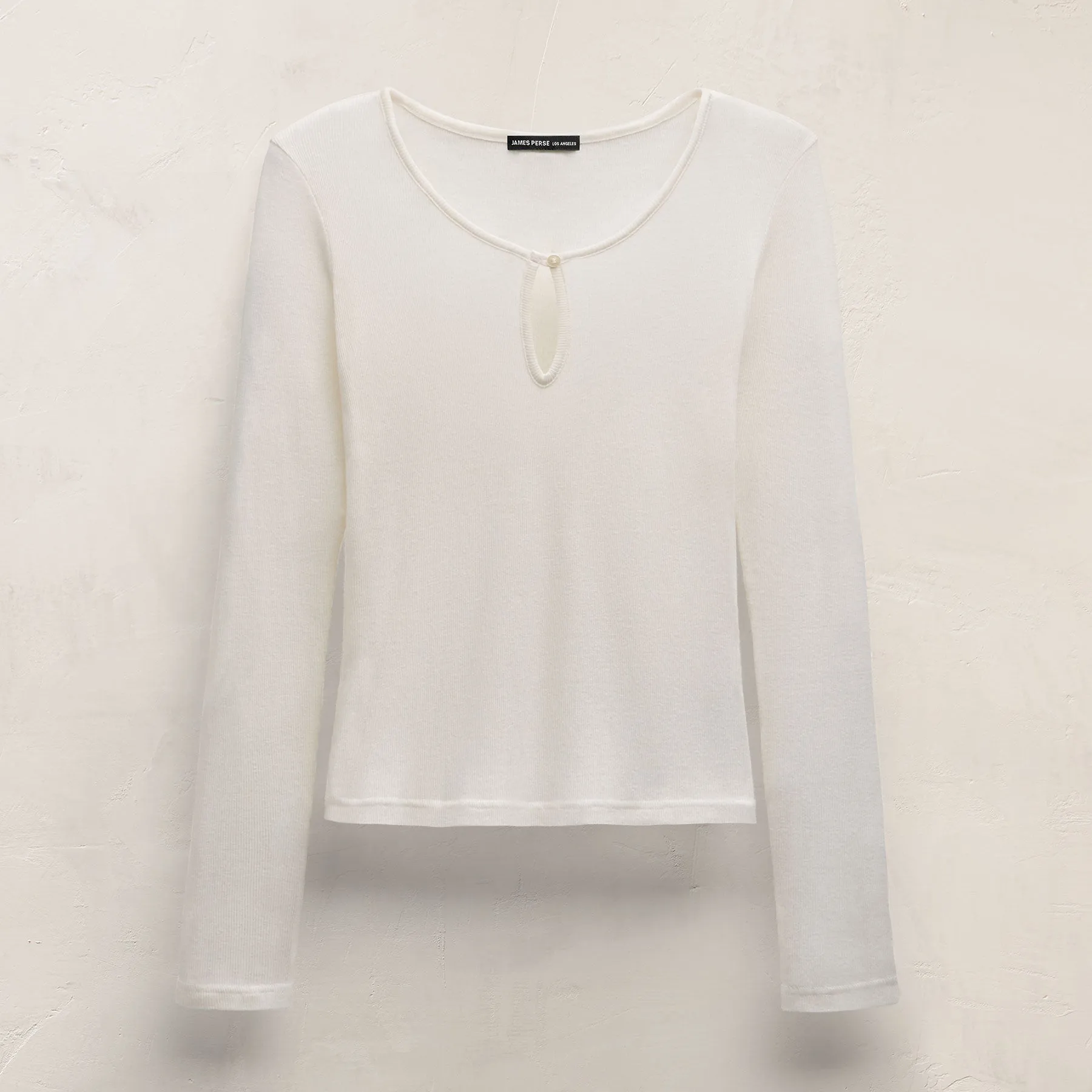 Cotton Cashmere Rib Keyhole Top - Off White sold by James Perse product image thumbnail 2