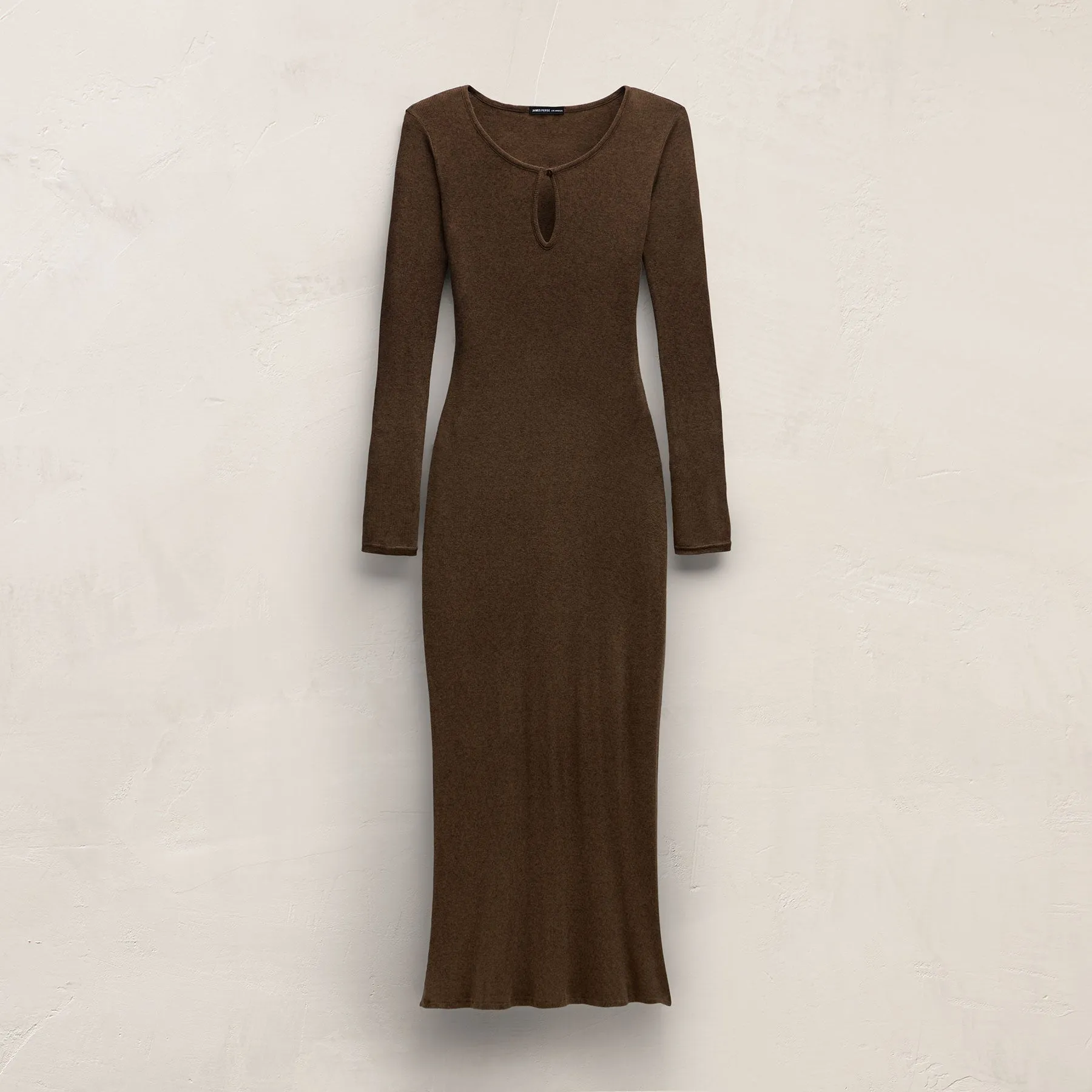 Cotton Cashmere Rib Keyhole Dress - Brown sold by James Perse product image thumbnail 2