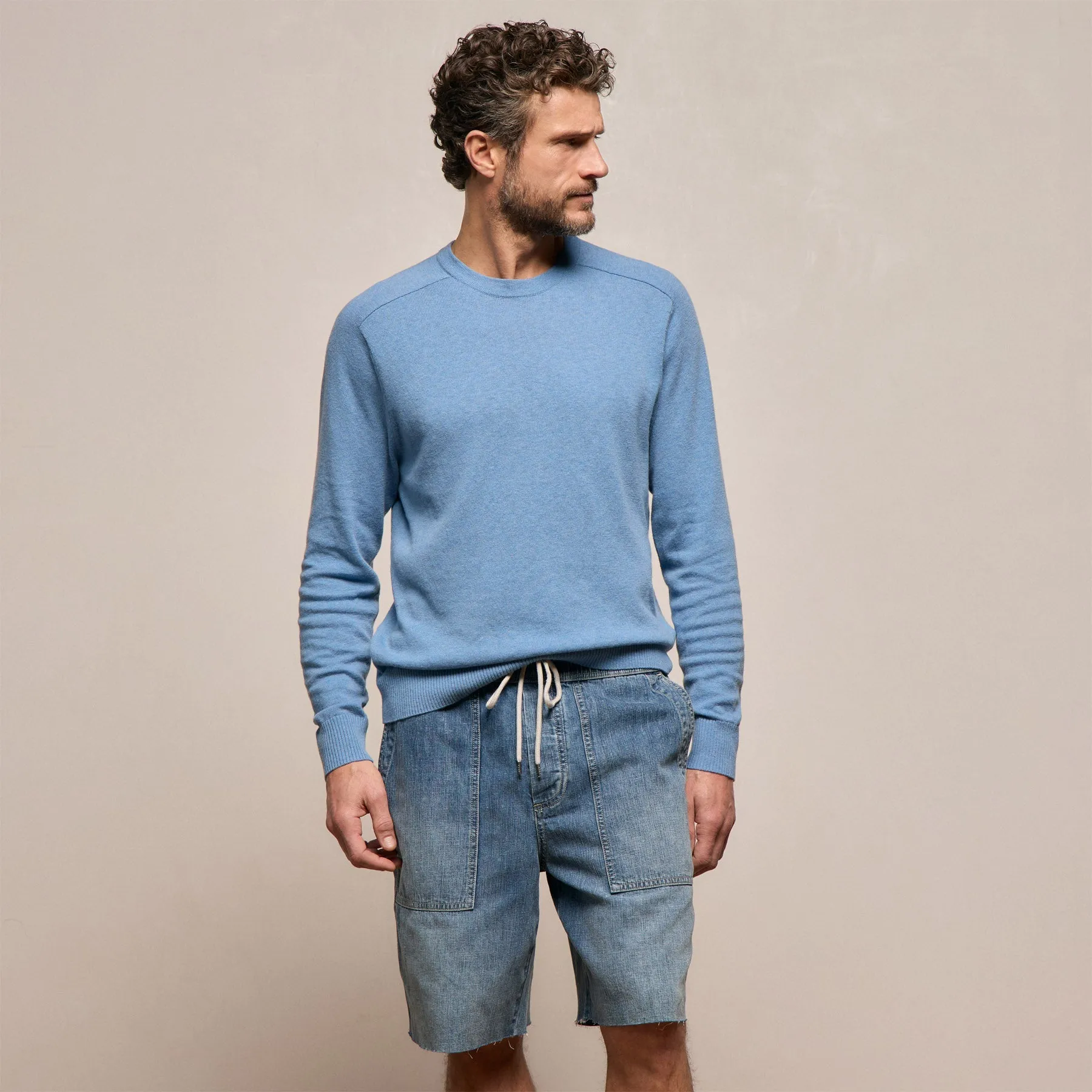 Cotton Cashmere Raglan Crew - Denim sold by James Perse product image thumbnail 5